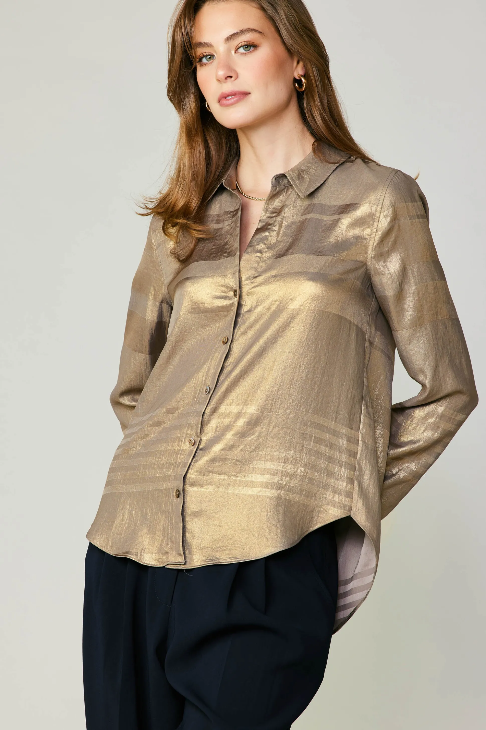 Metallic Buttonup Shirt<Current Air Best