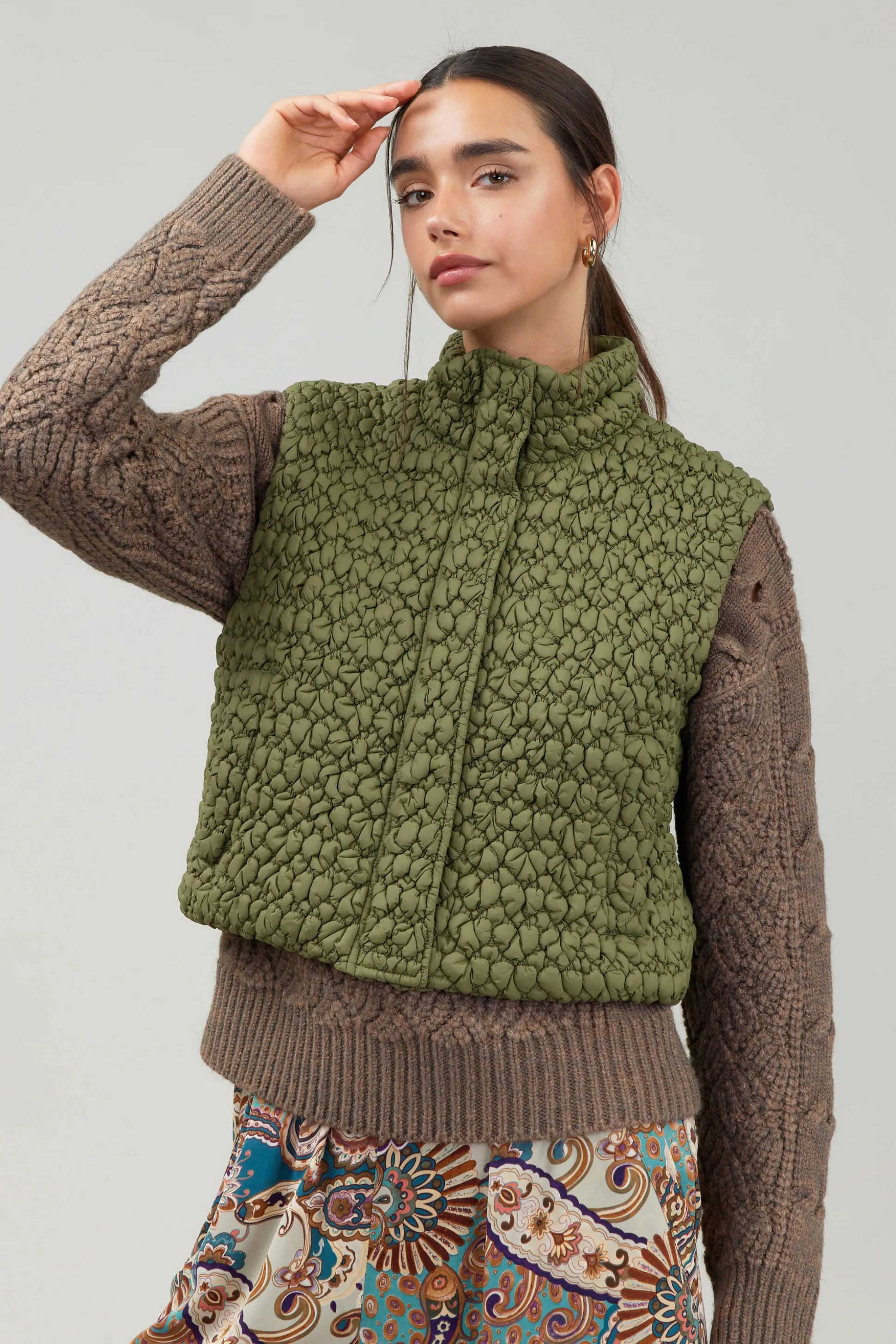 Quilted Cropped Vest<Current Air Online
