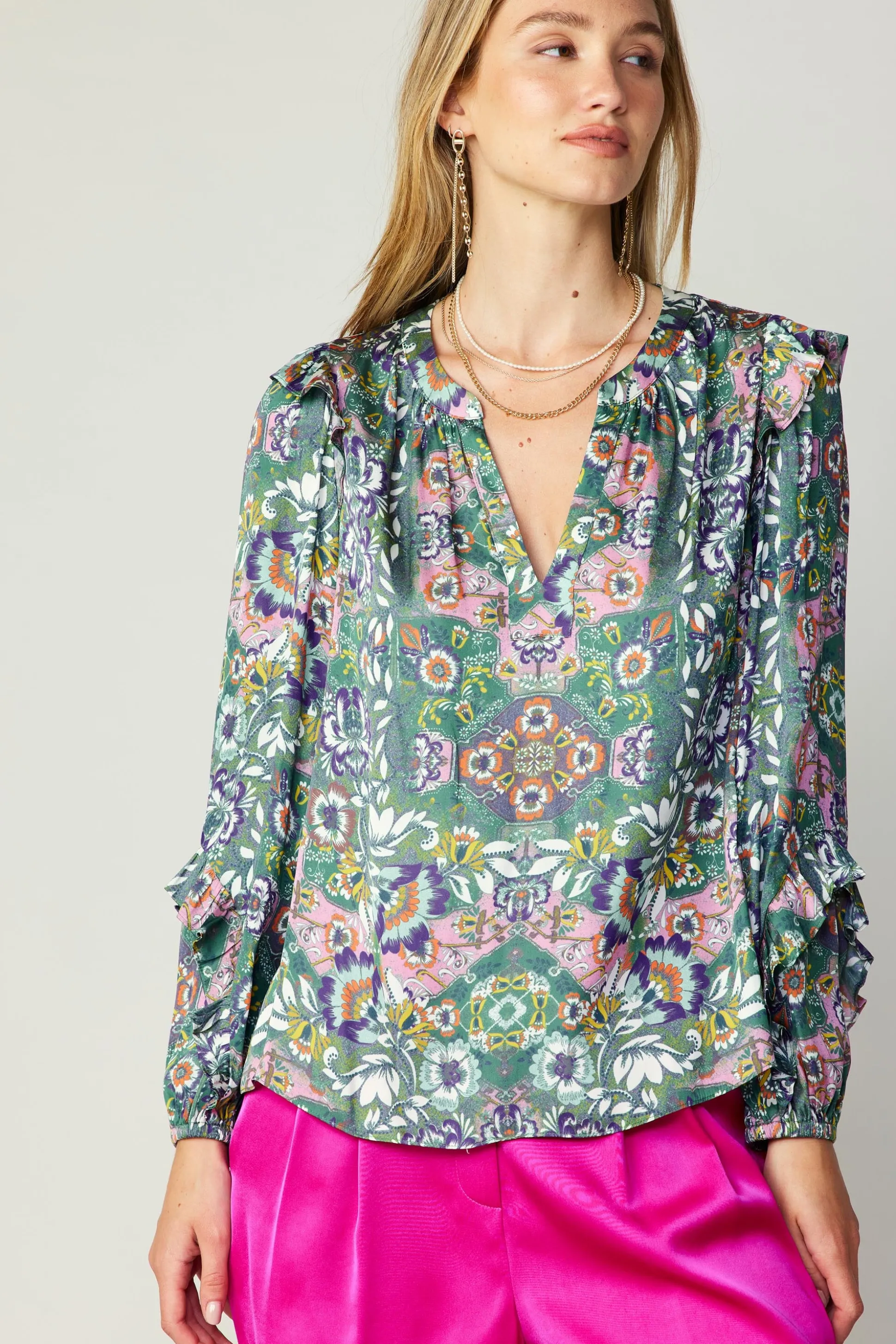 Ruffle Trim Blouse<Current Air Sale
