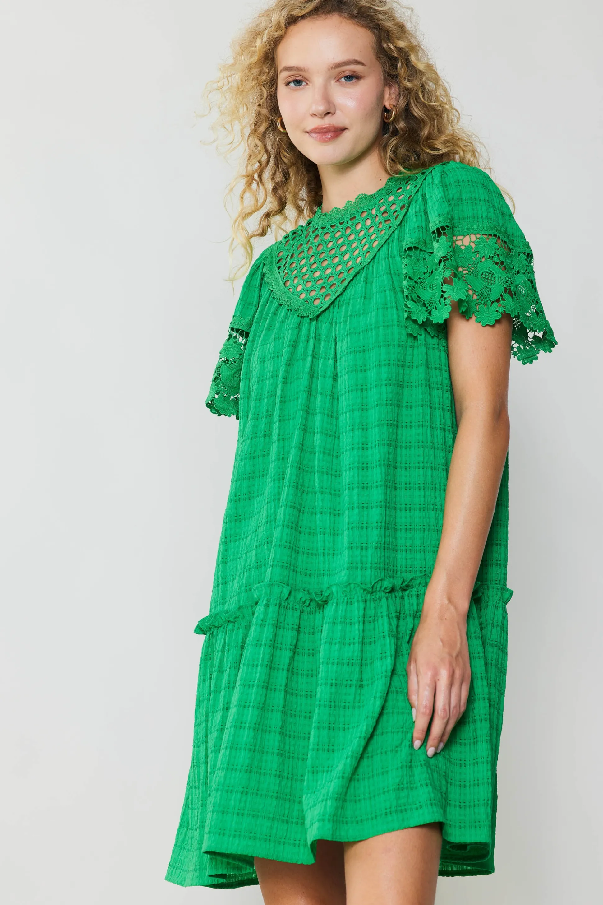 Lace Sleeve Mini Dress<Current Air Best