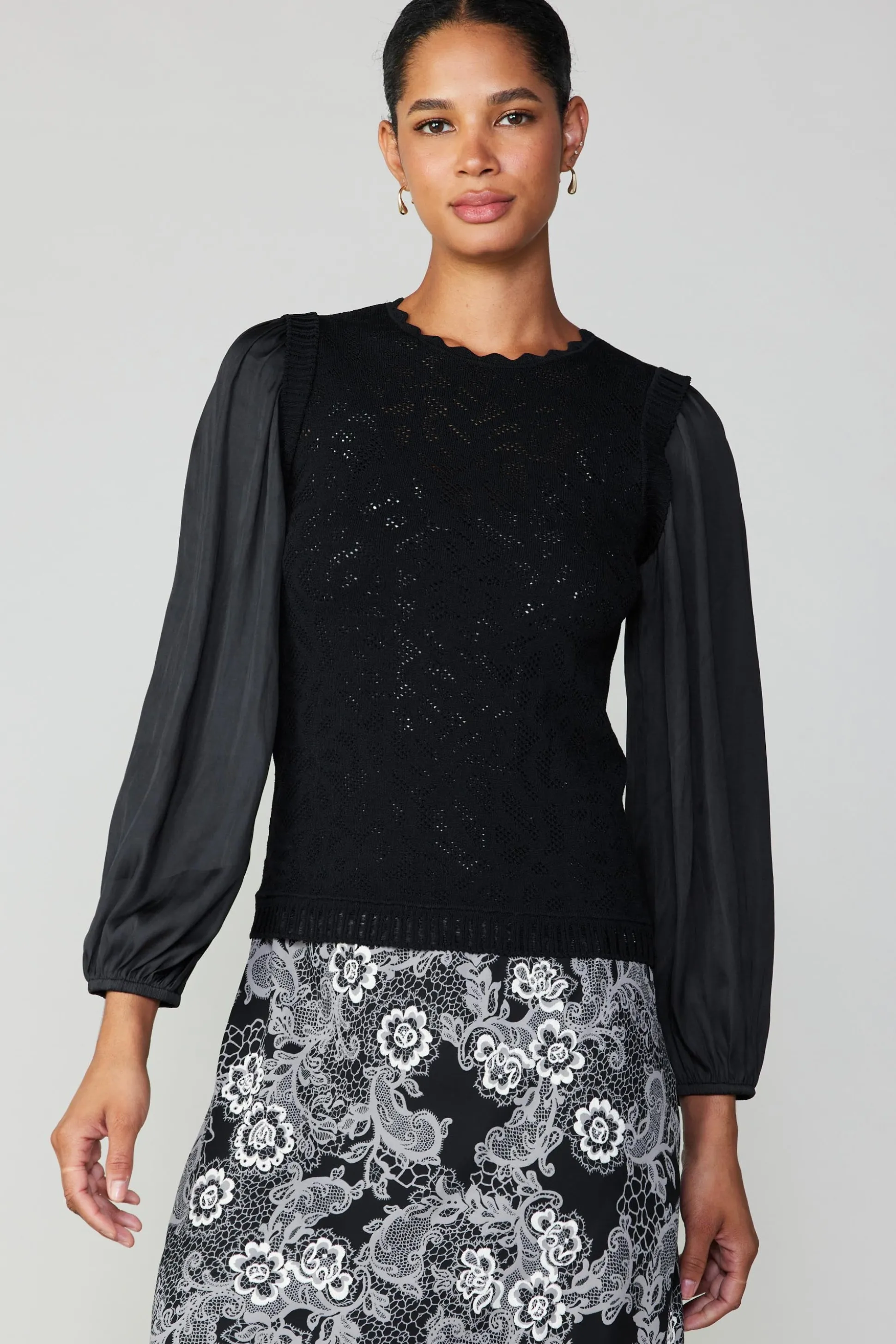 Textural Knit Sweater Top<Current Air Hot