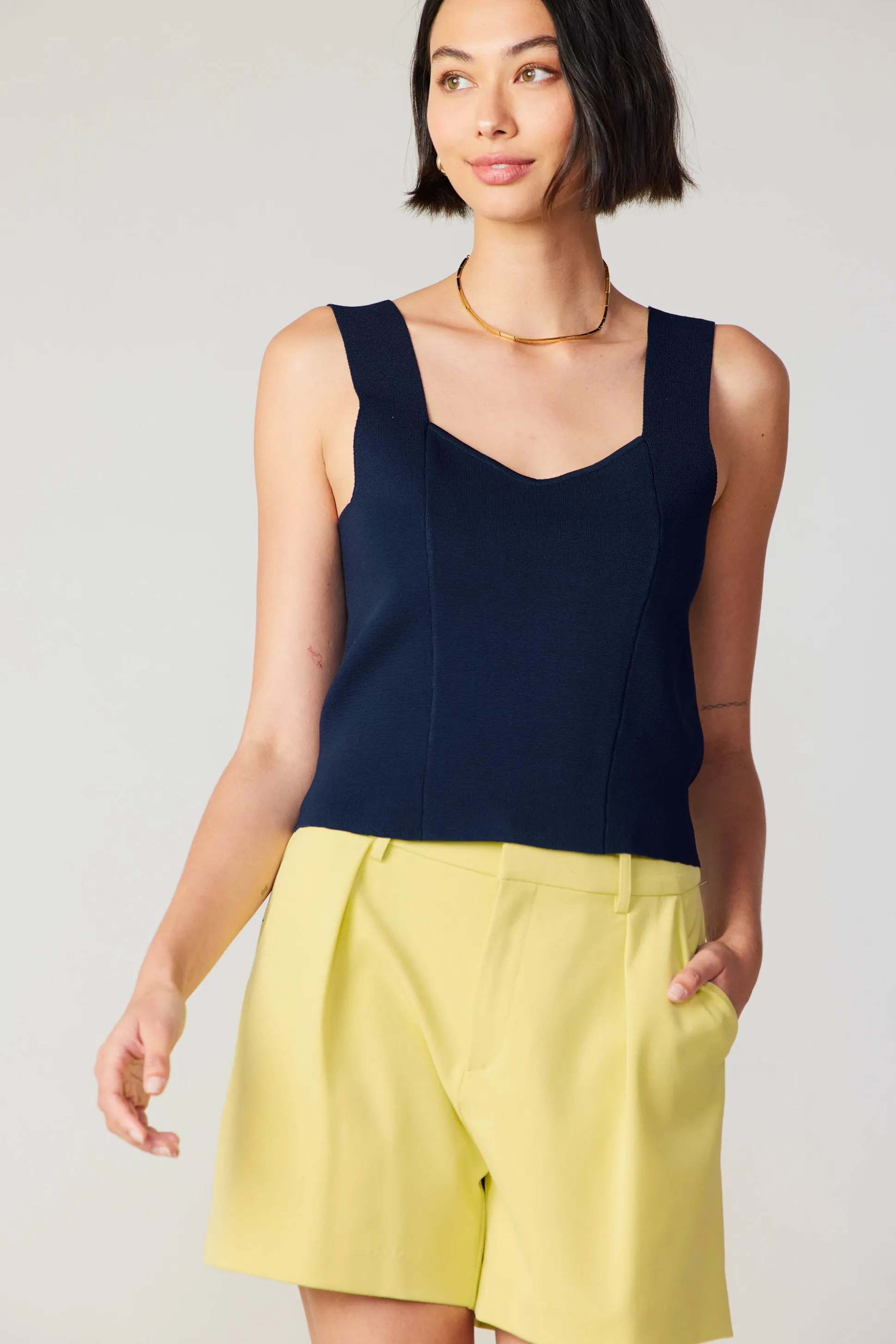 Sweetheart Knit Tank Top<Current Air Online