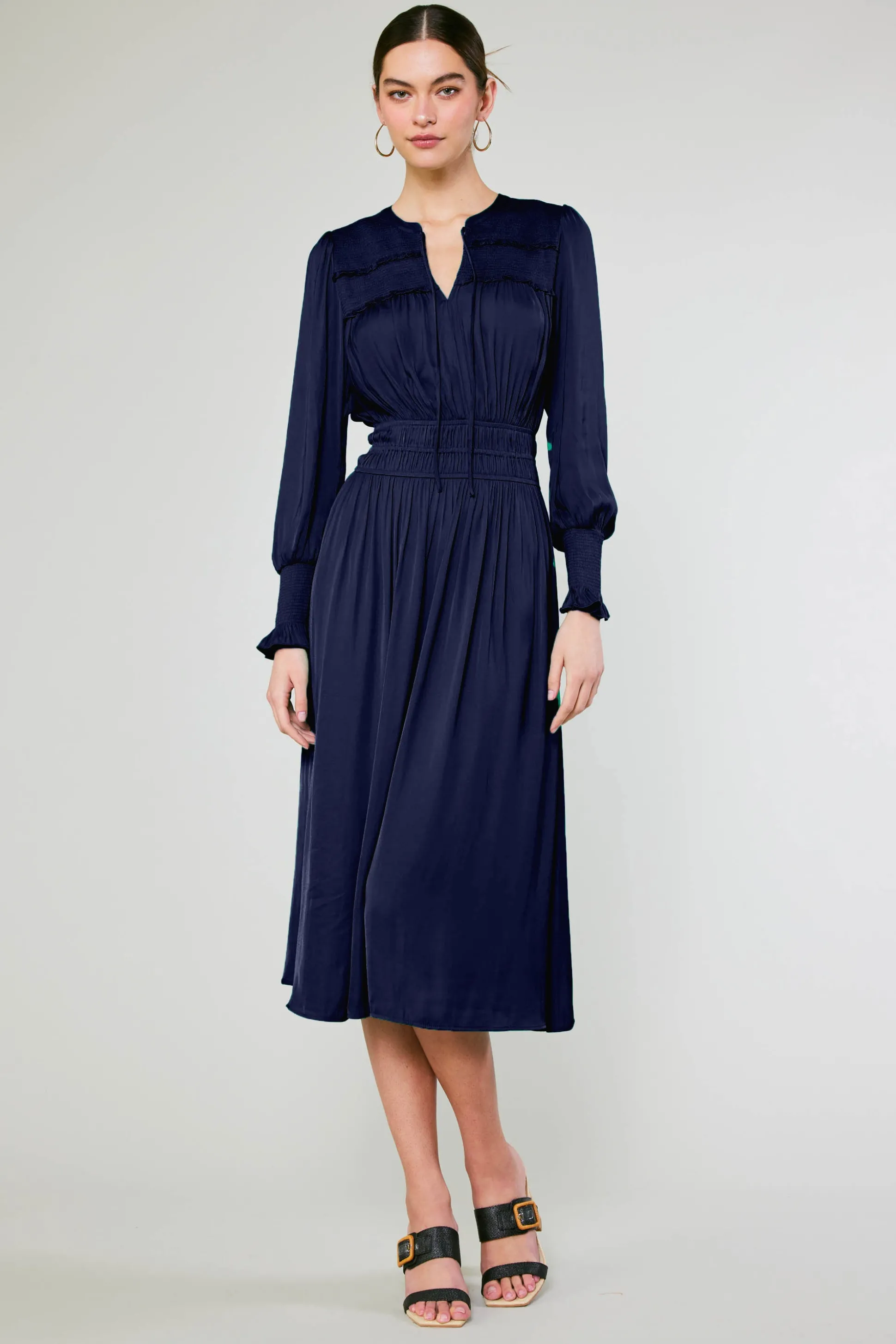 Aida Smocked Midi Dress<Current Air Outlet
