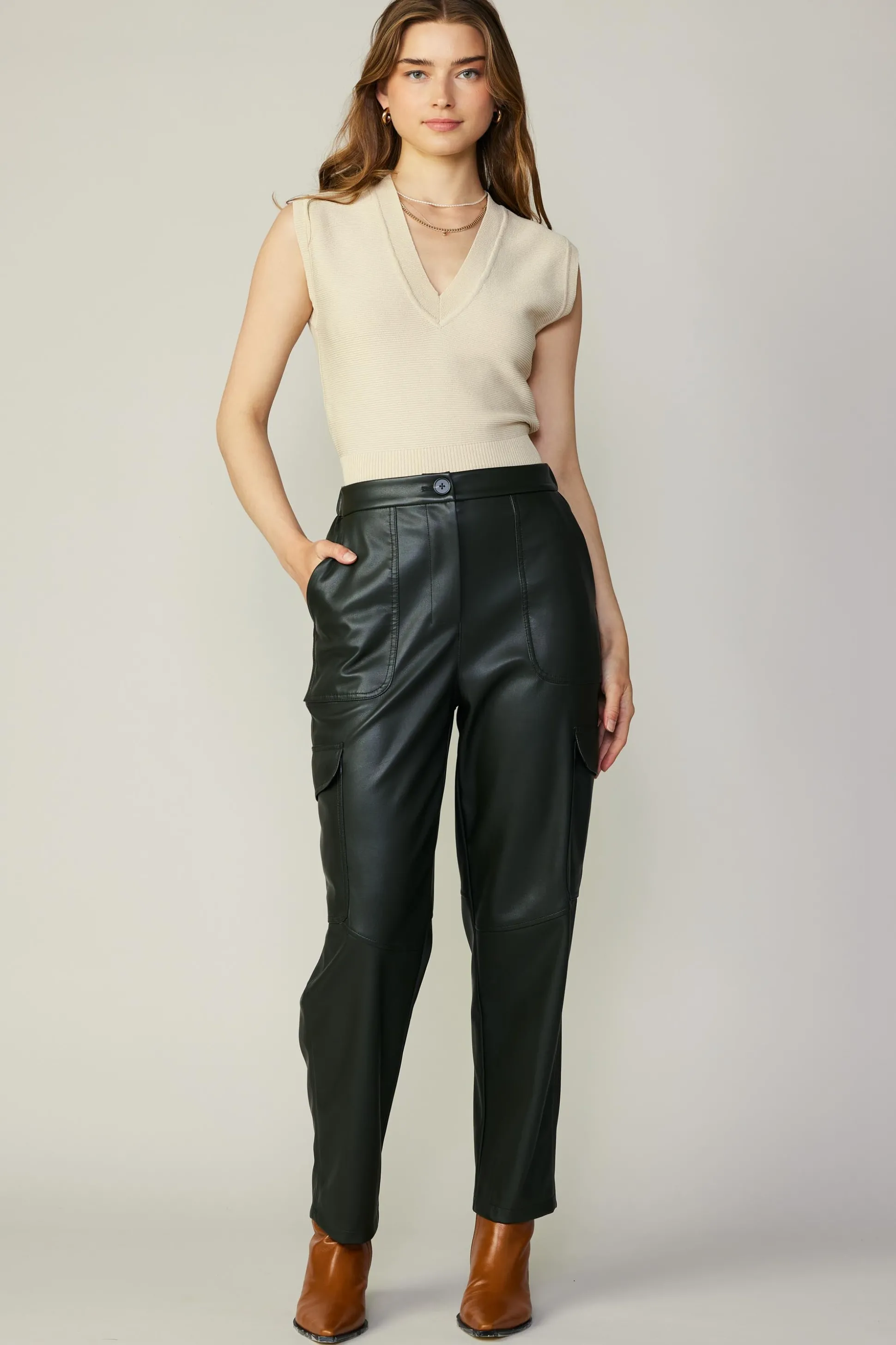 Ribbed Collar Sweater Vest<Current Air Discount