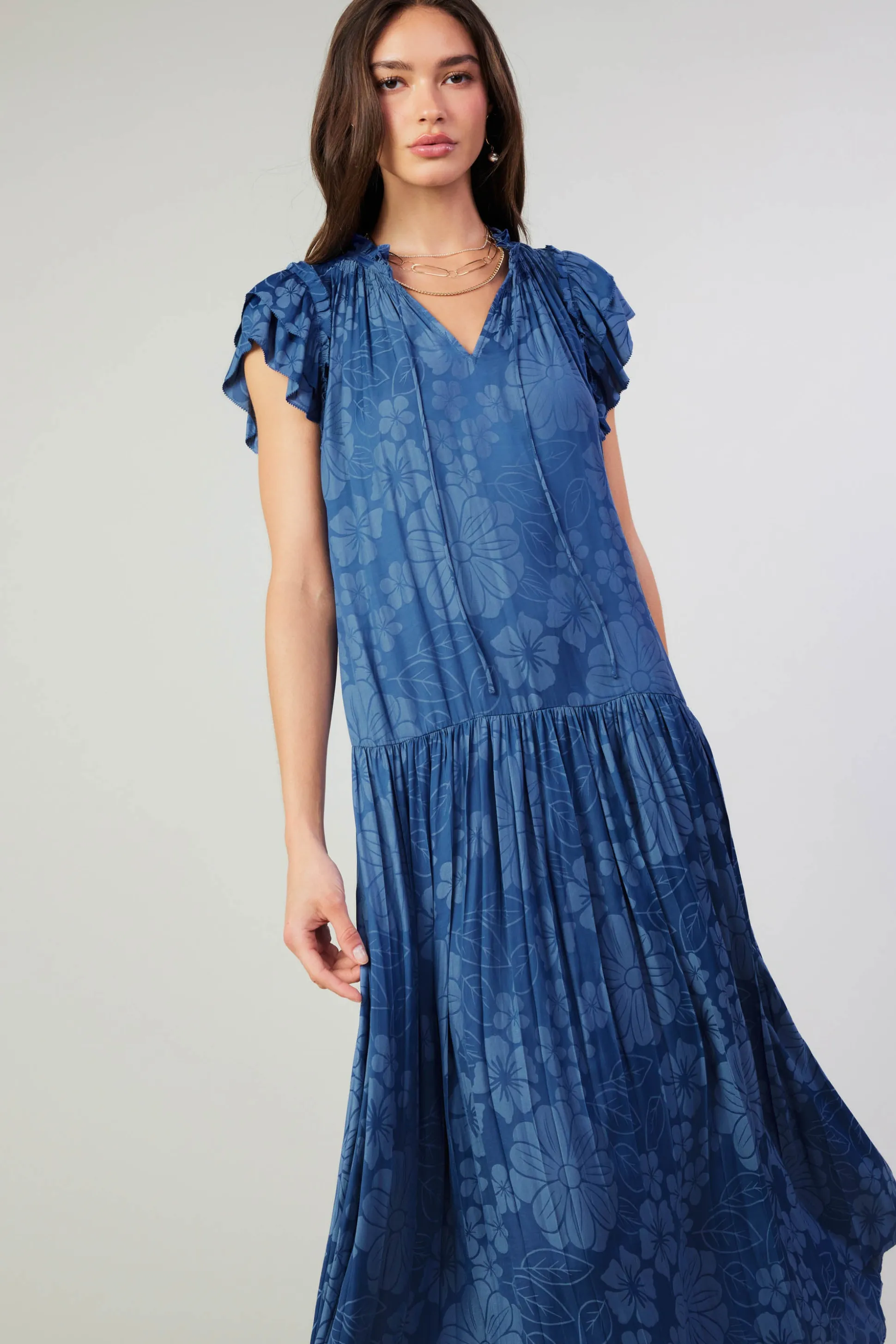 Floral Jacquard Maxi Dress<Current Air Sale