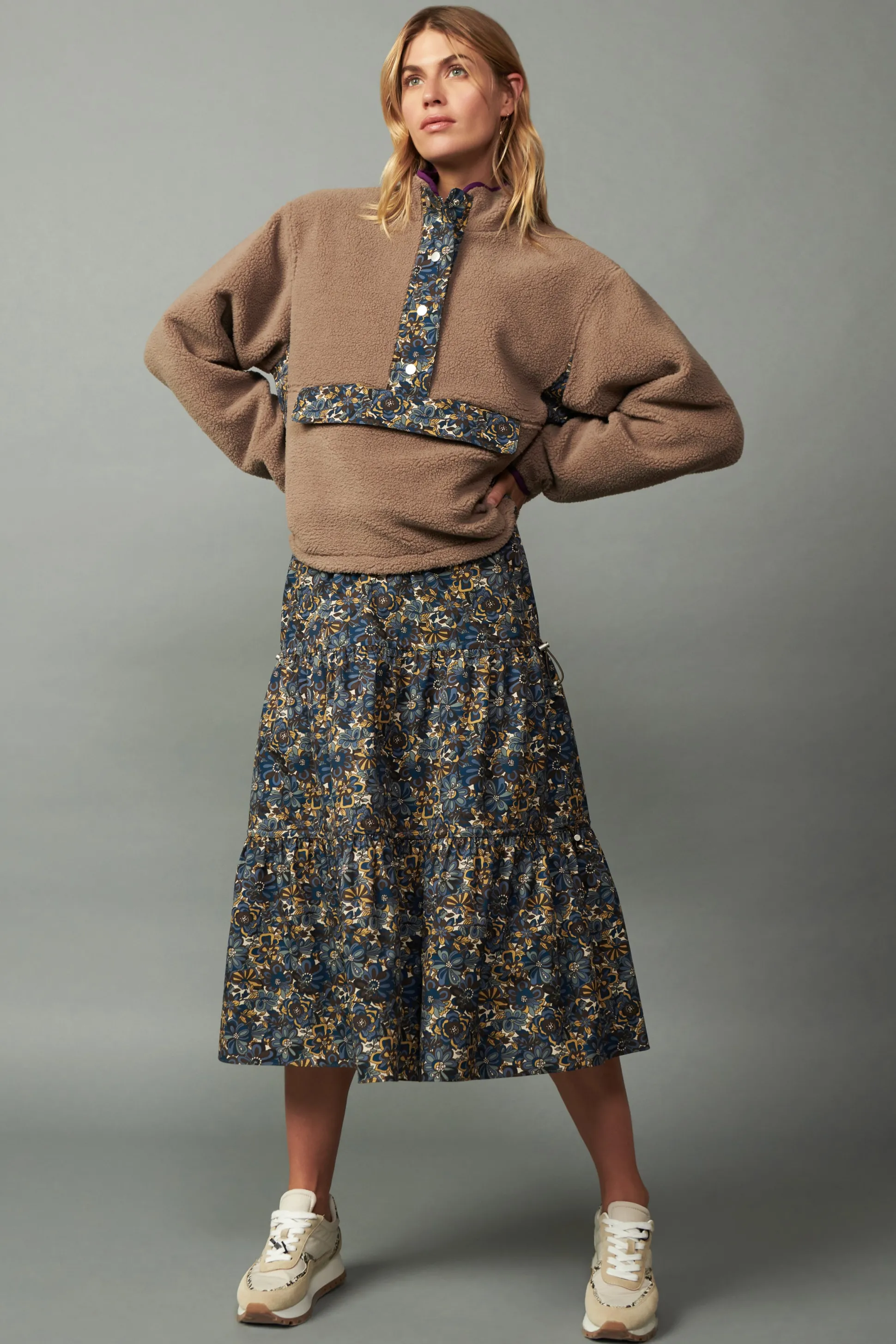 Floral Midi Skirt<Current Air New