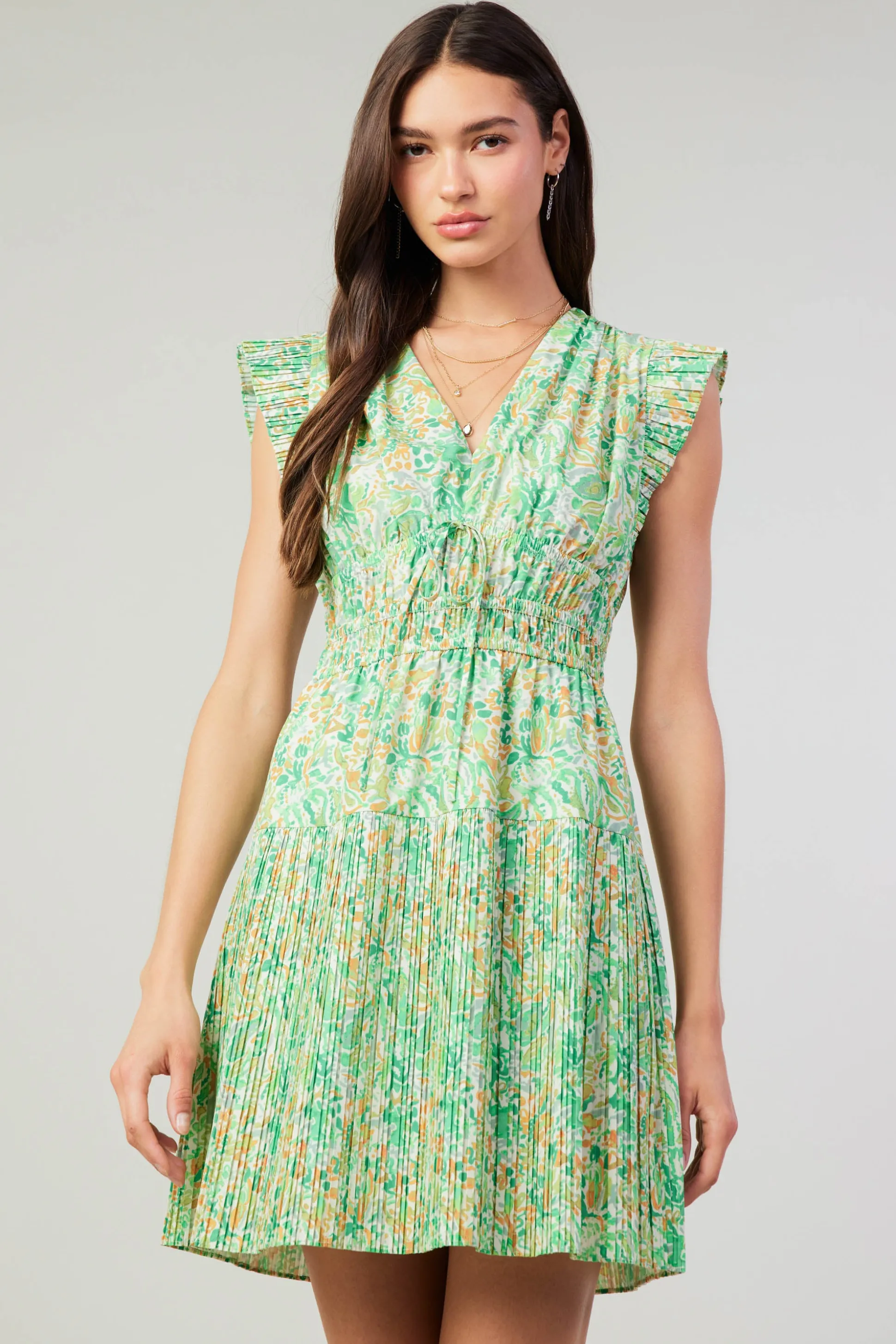 Briene Pleated Mini Dress<Current Air Discount