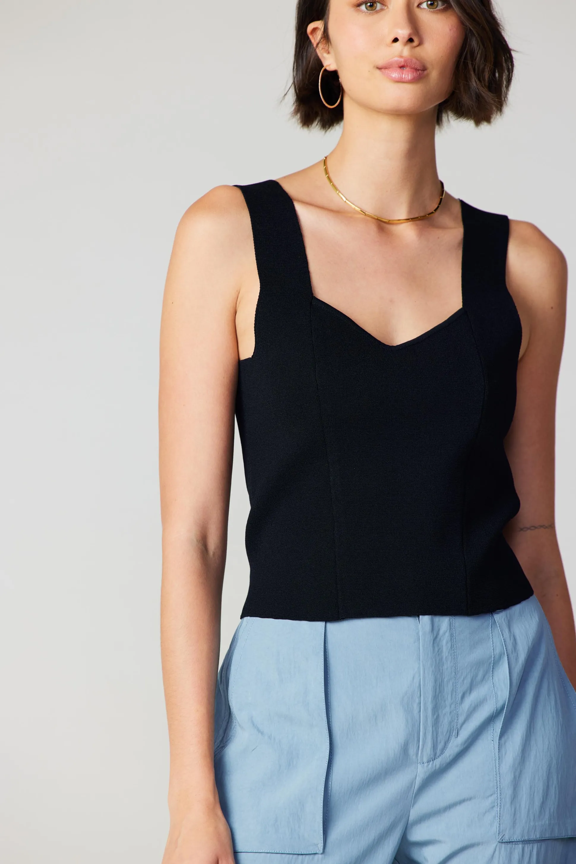 Sweetheart Knit Tank Top<Current Air Fashion