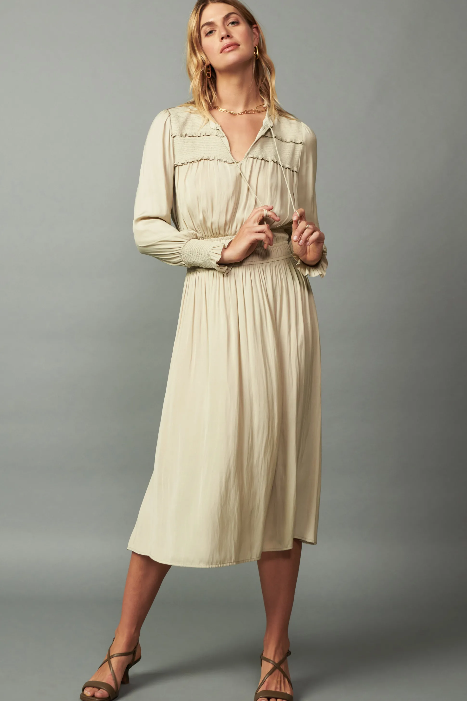 Aida Smocked Midi Dress<Current Air Discount