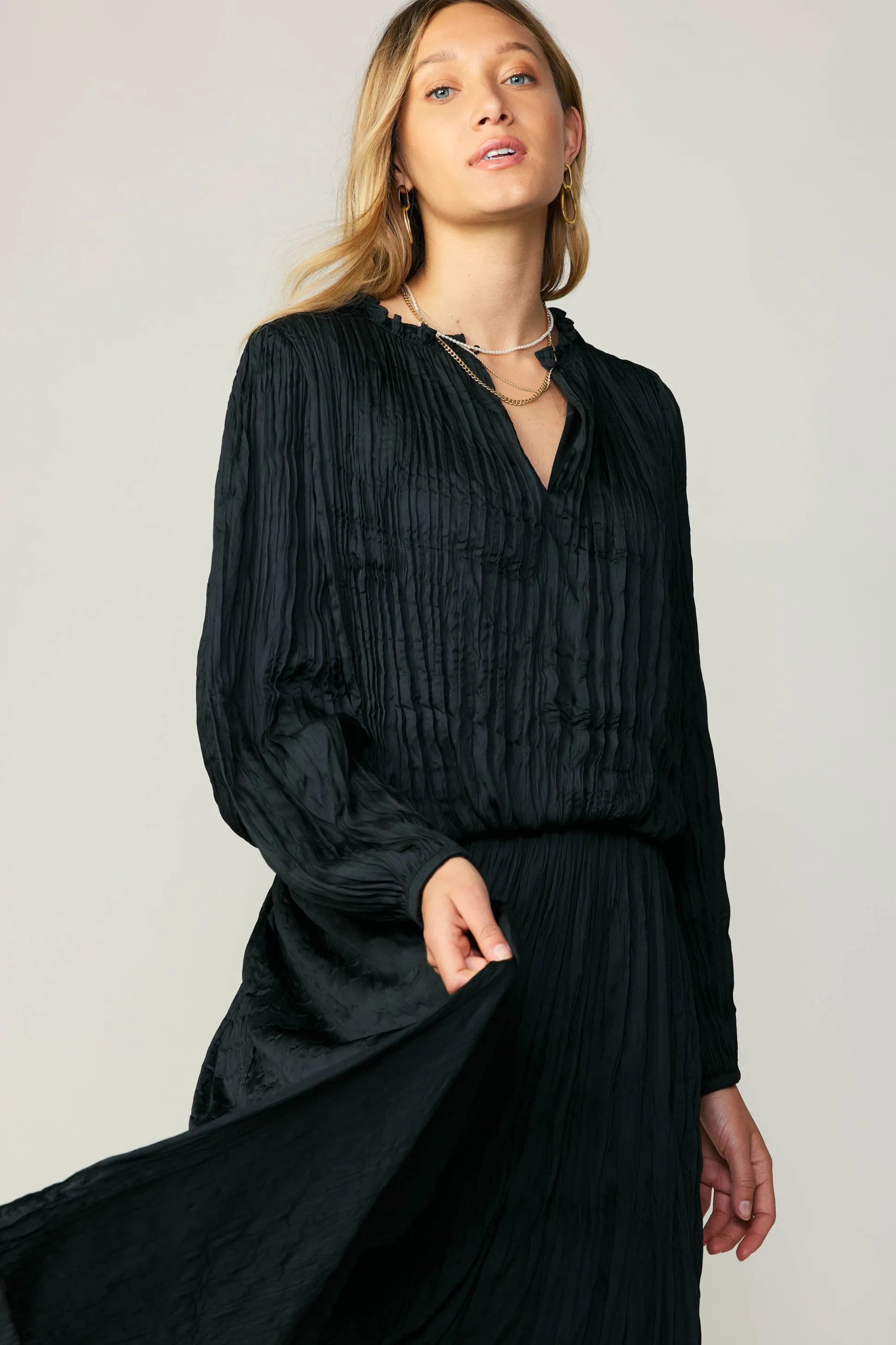 Crinkle Plisse Blouse<Current Air Best
