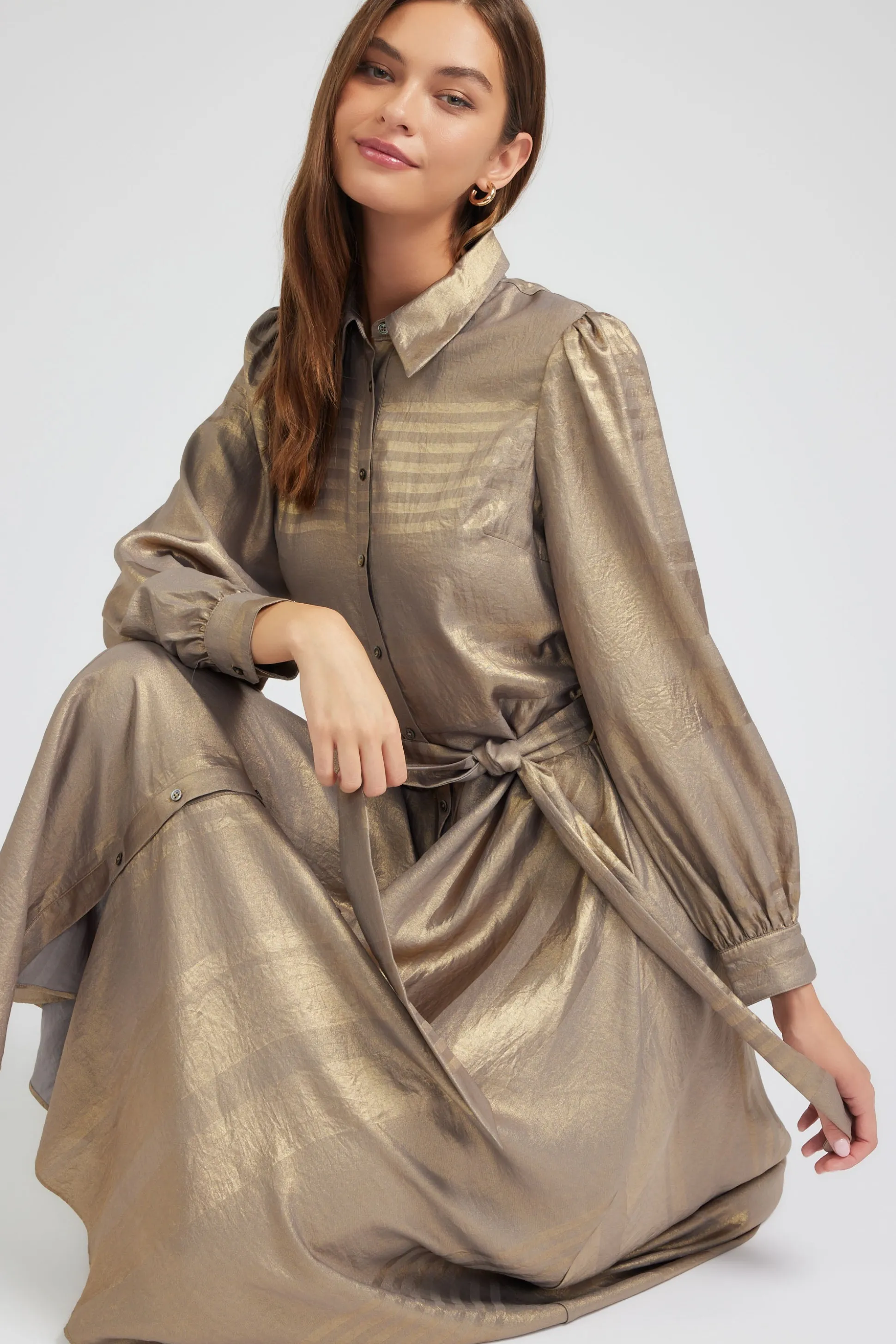 Metallic Buttondown Dress<Current Air Outlet