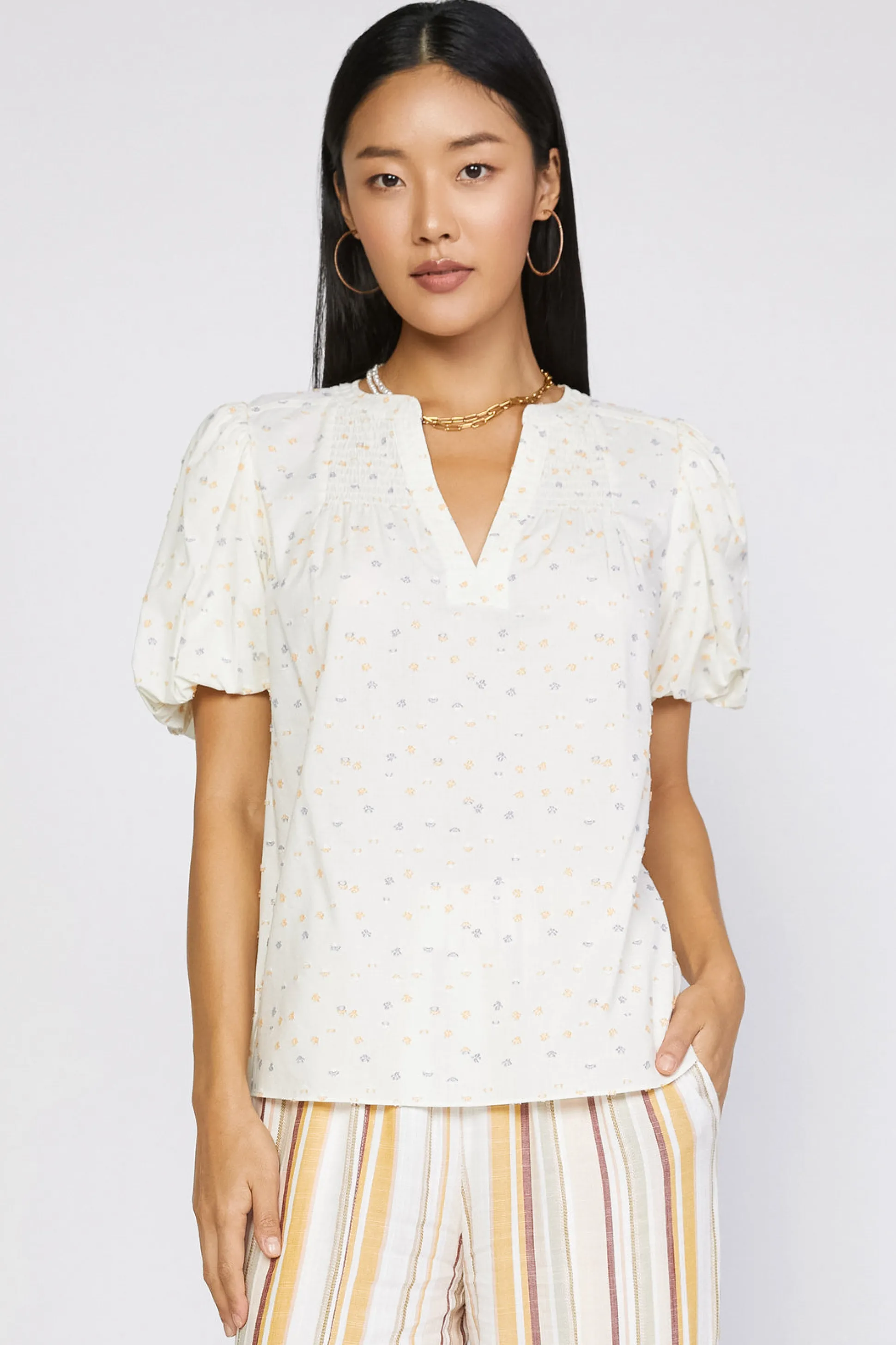 Smocked Sleeve Top<Current Air Outlet