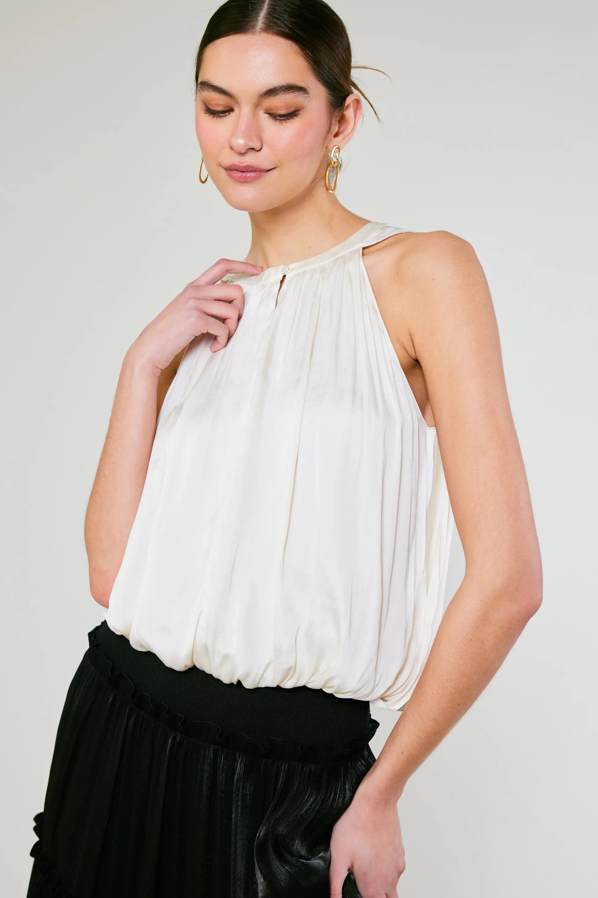 Bubble Hem Blouse<Current Air New