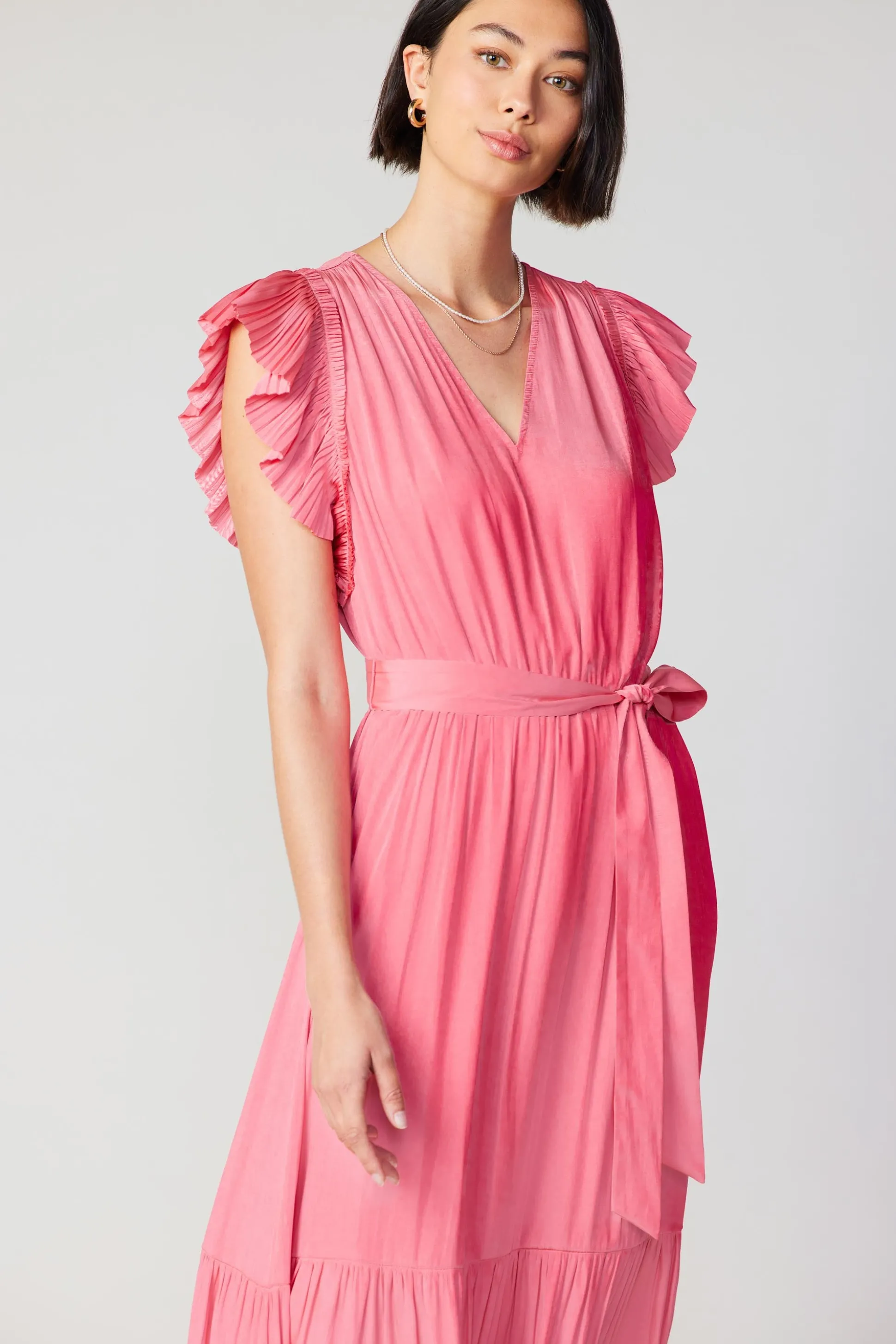 Natalia Flutter Sleeve Dress<Current Air Fashion