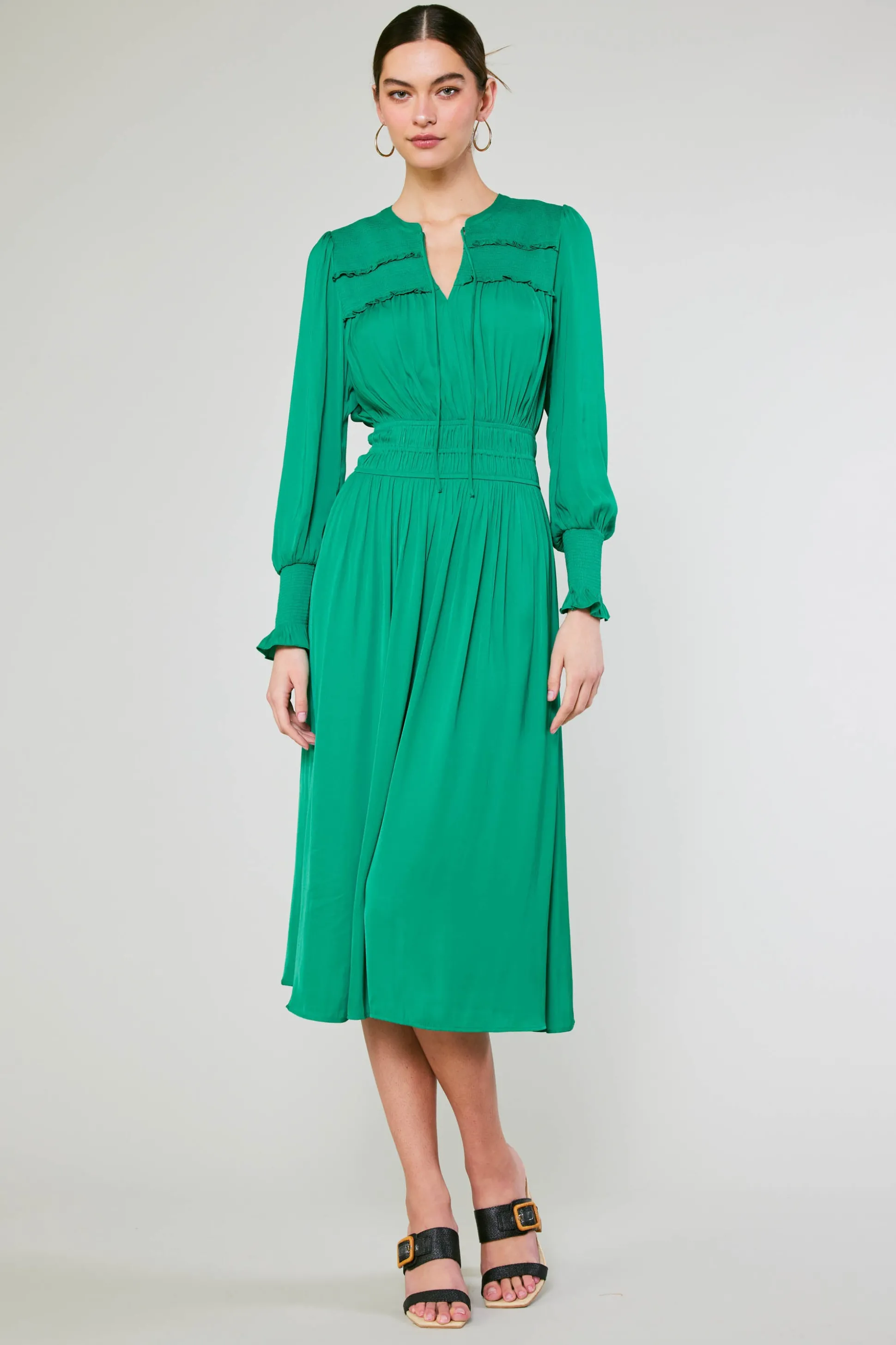 Aida Smocked Midi Dress<Current Air Hot