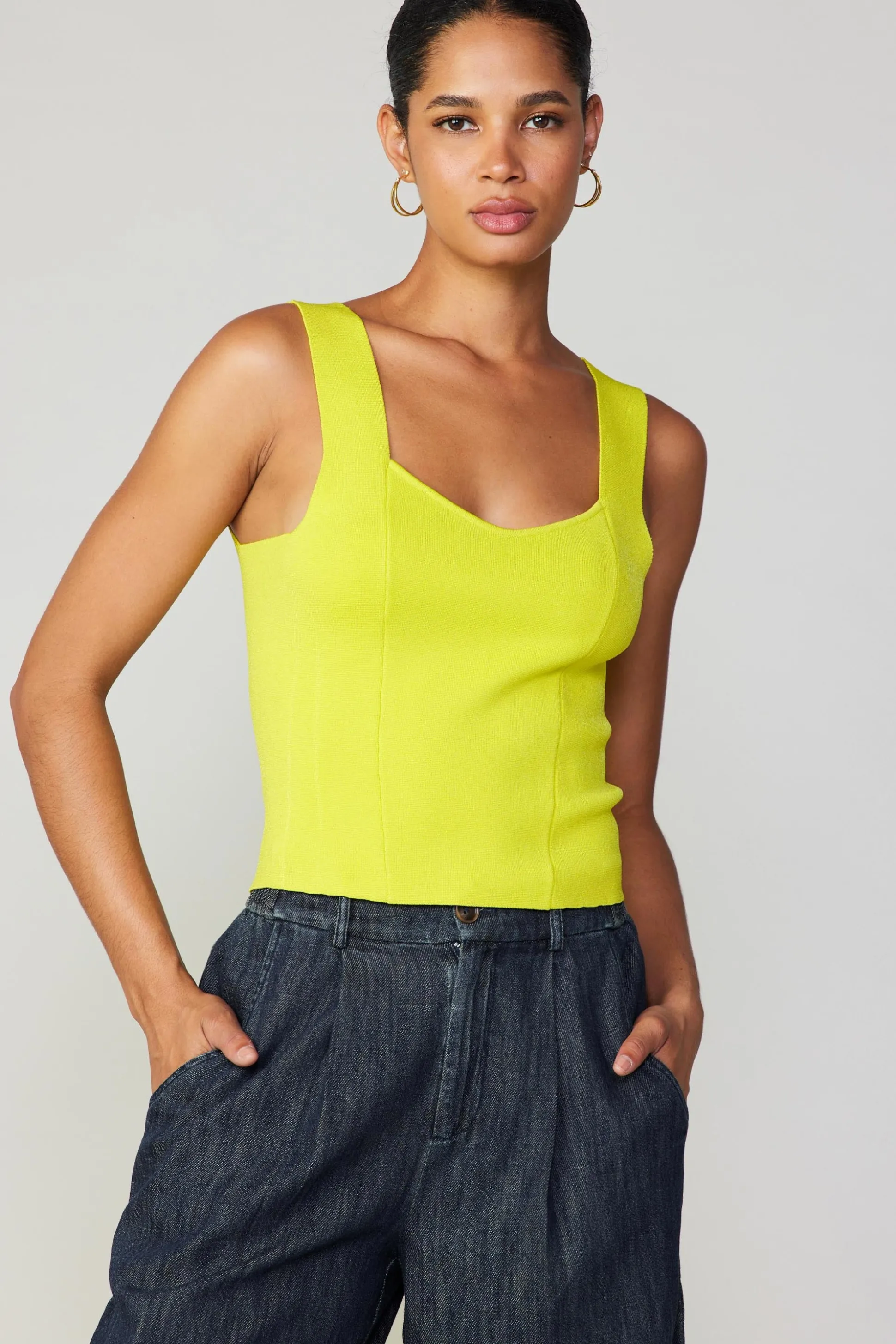 Sweetheart Knit Tank Top<Current Air Online