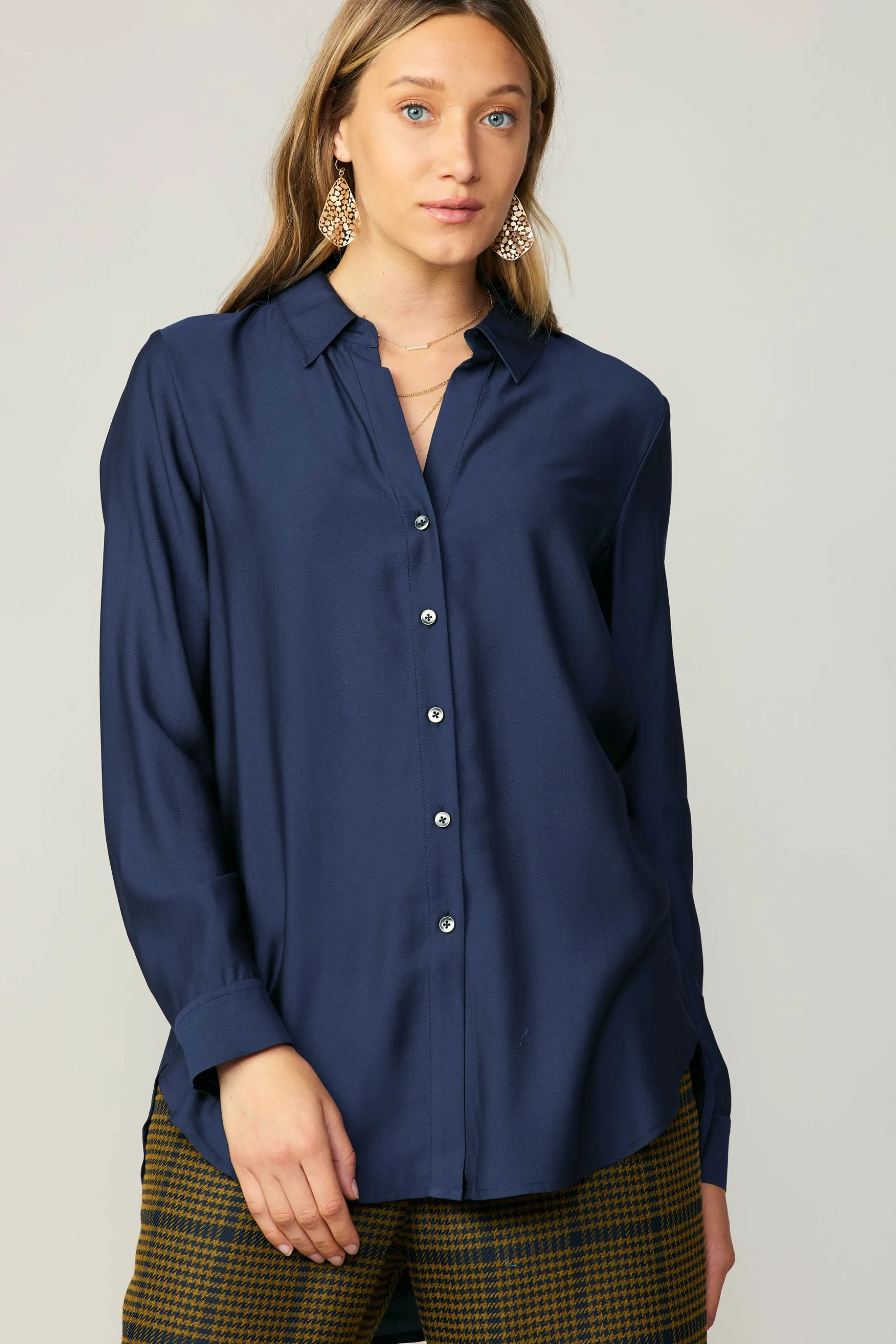 Collared Button Down Shirt<Current Air Best