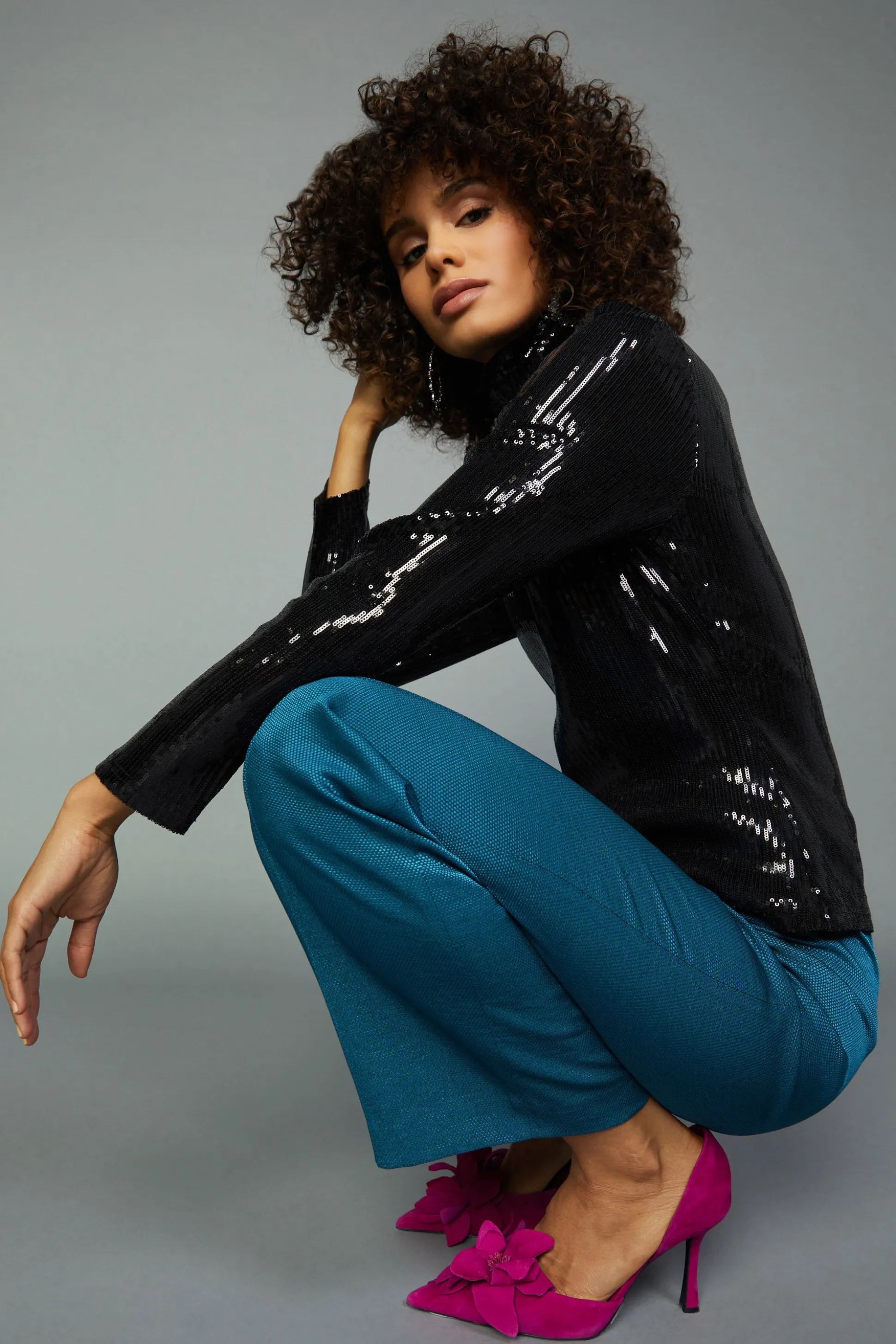 Sequin Turtleneck Top<Current Air Clearance