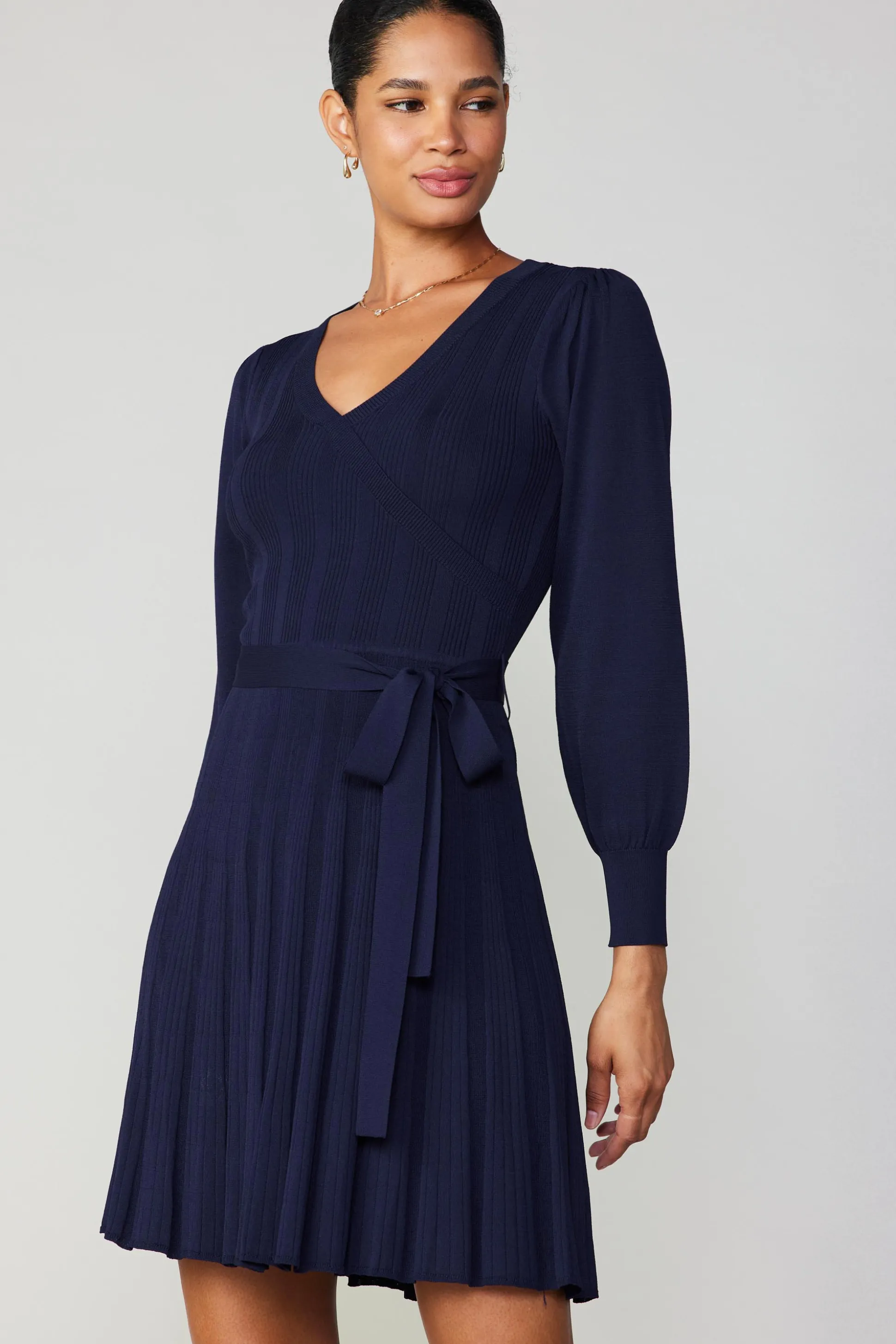Belted Knit Mini Dress<Current Air Discount