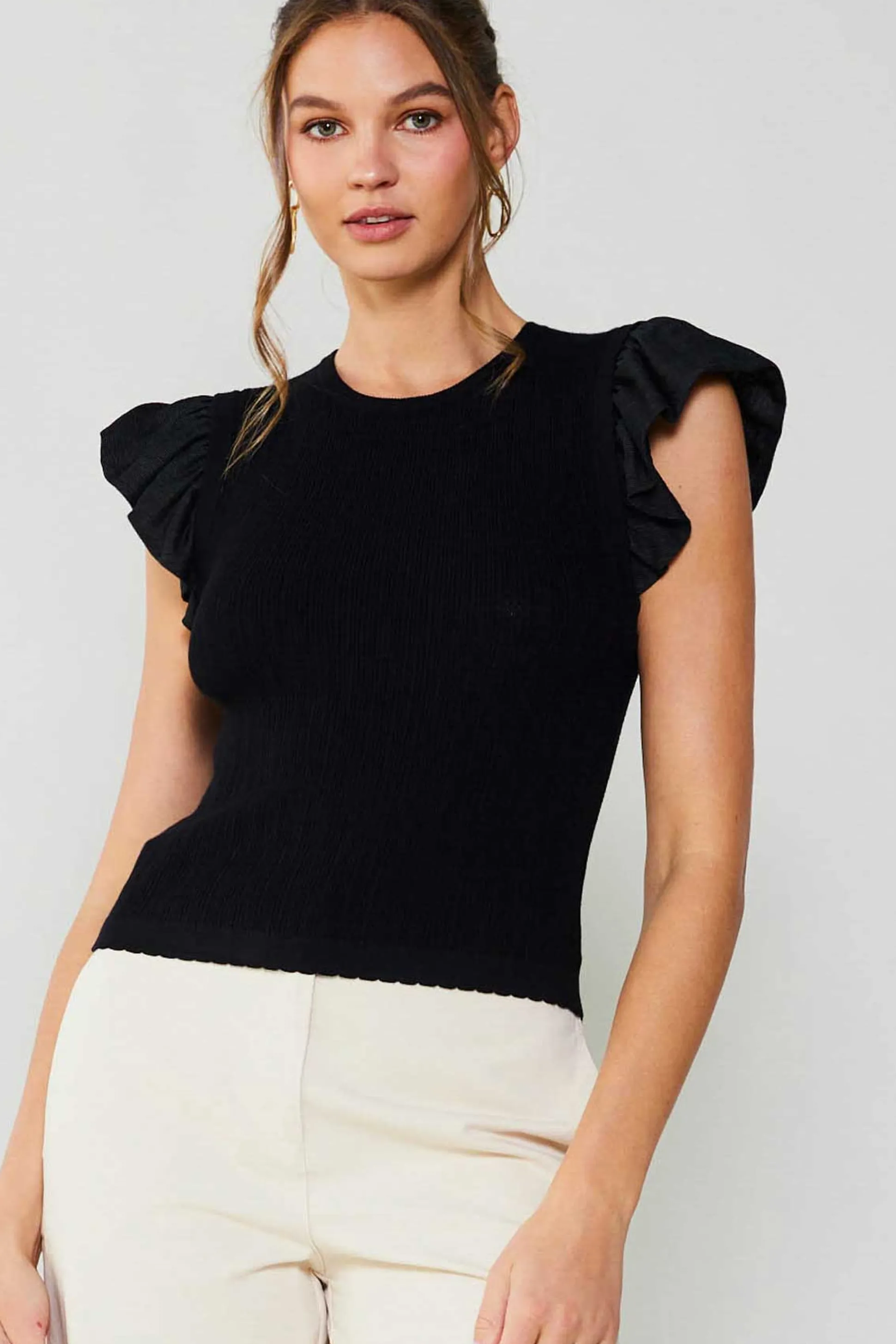 Ruffled Sweater Knit Tank<Current Air Sale