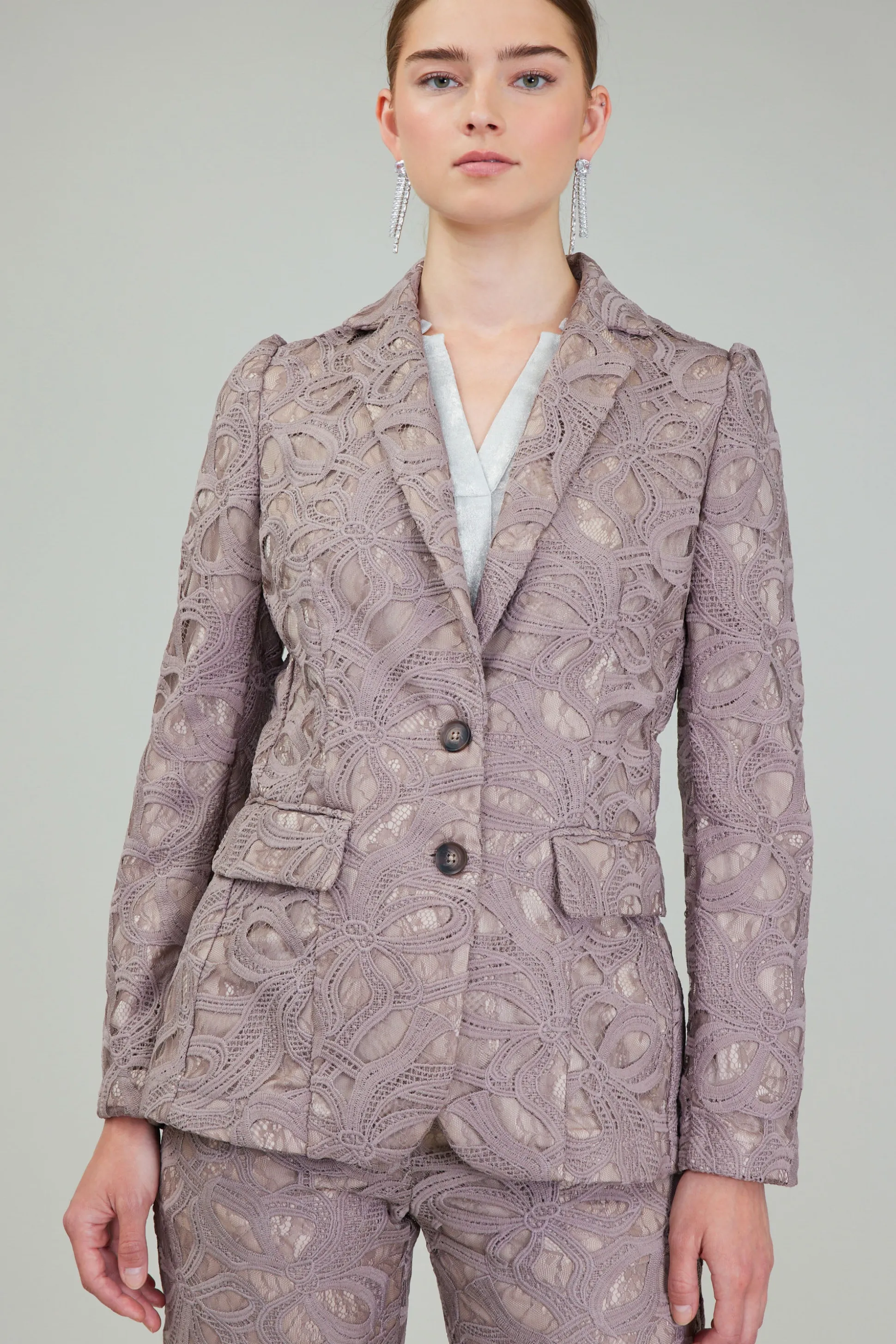 Lace Single Breasted Blazer<Current Air Sale