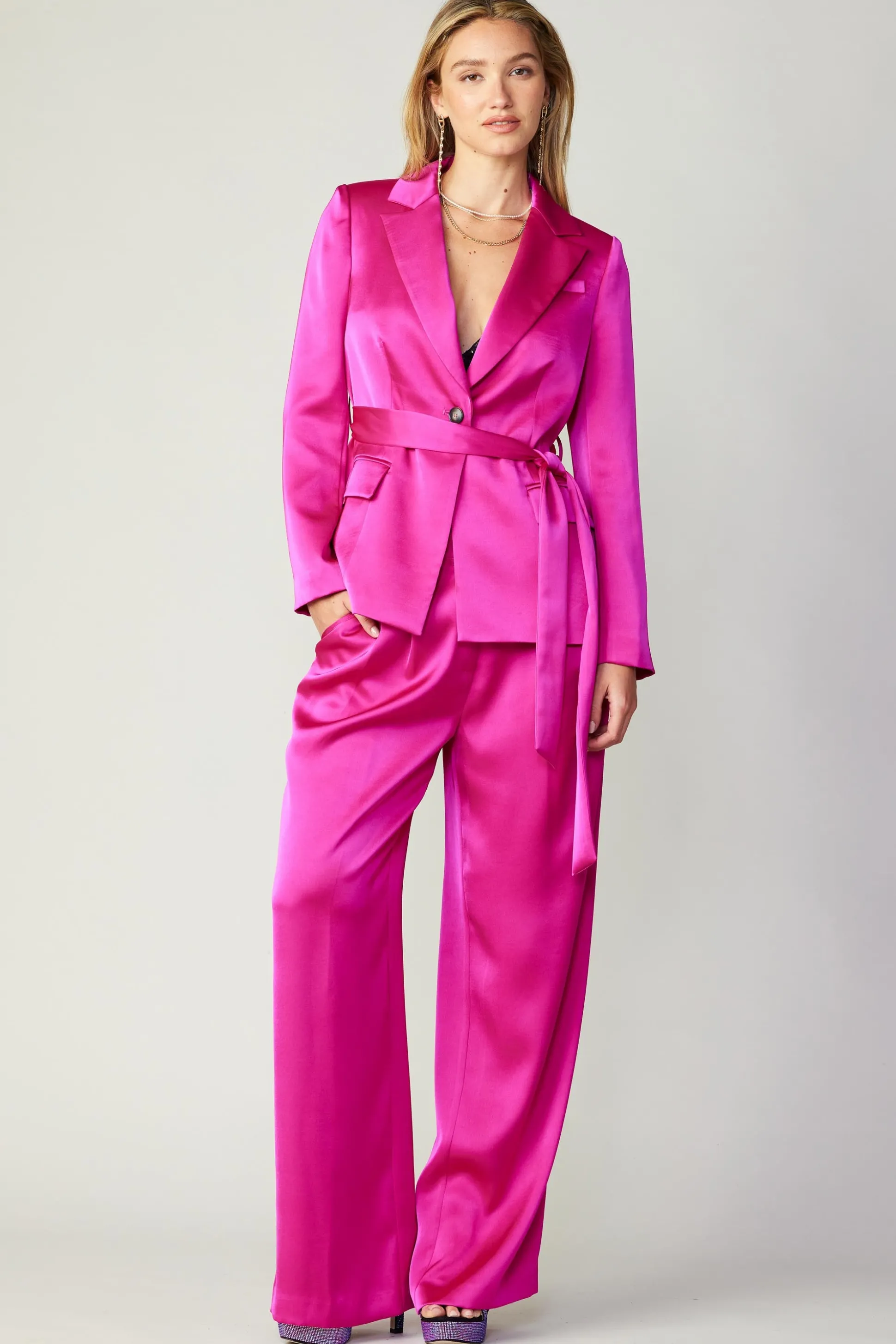 Silky Belted Blazer<Current Air Fashion