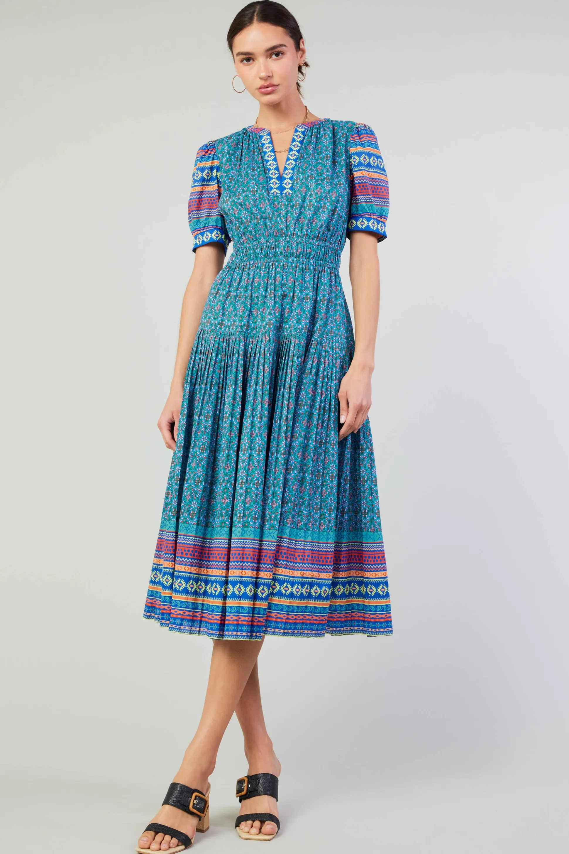 Floral Bohemian Midi Dress<Current Air Sale