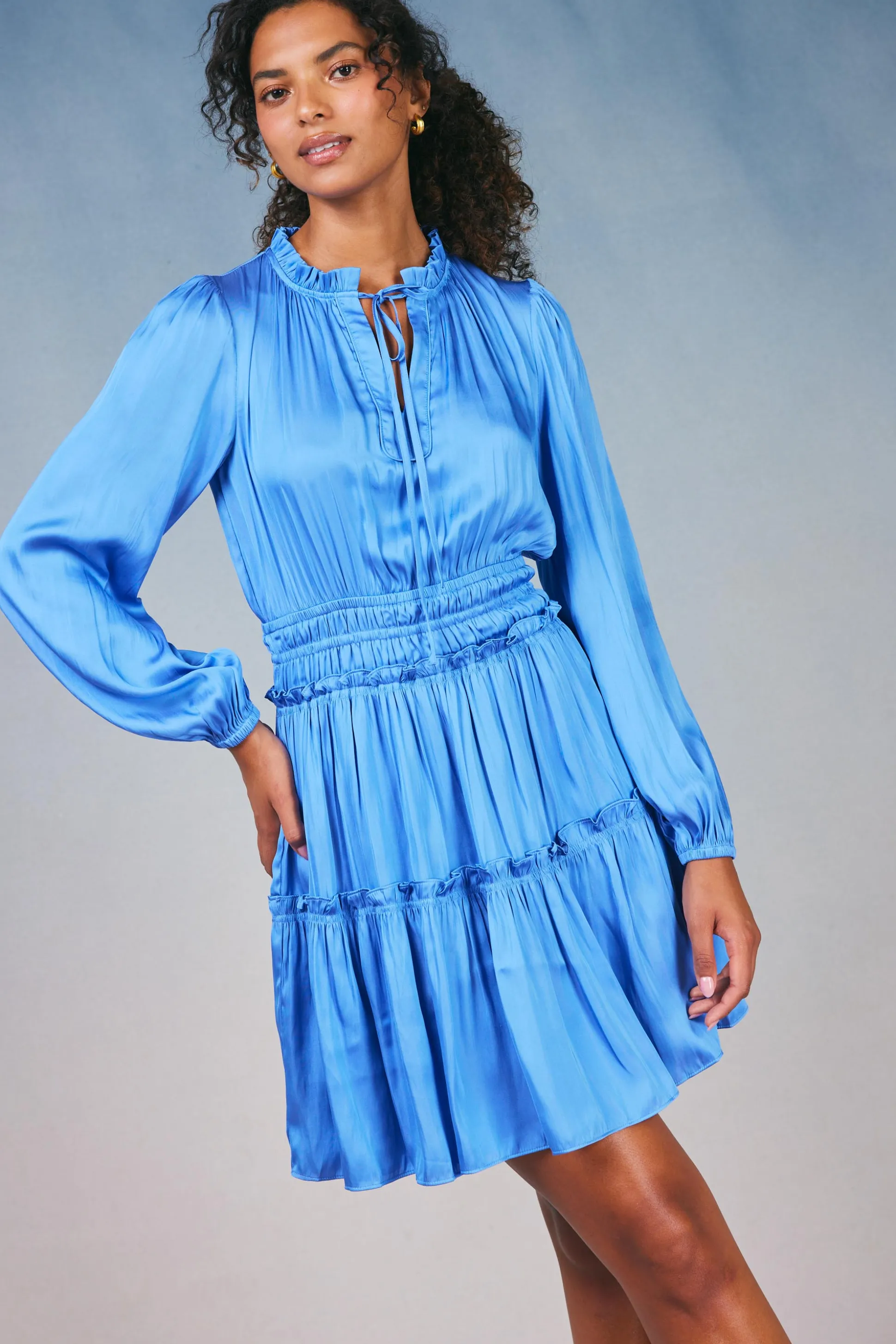 Ruffled Neck Mini Dress<Current Air Hot