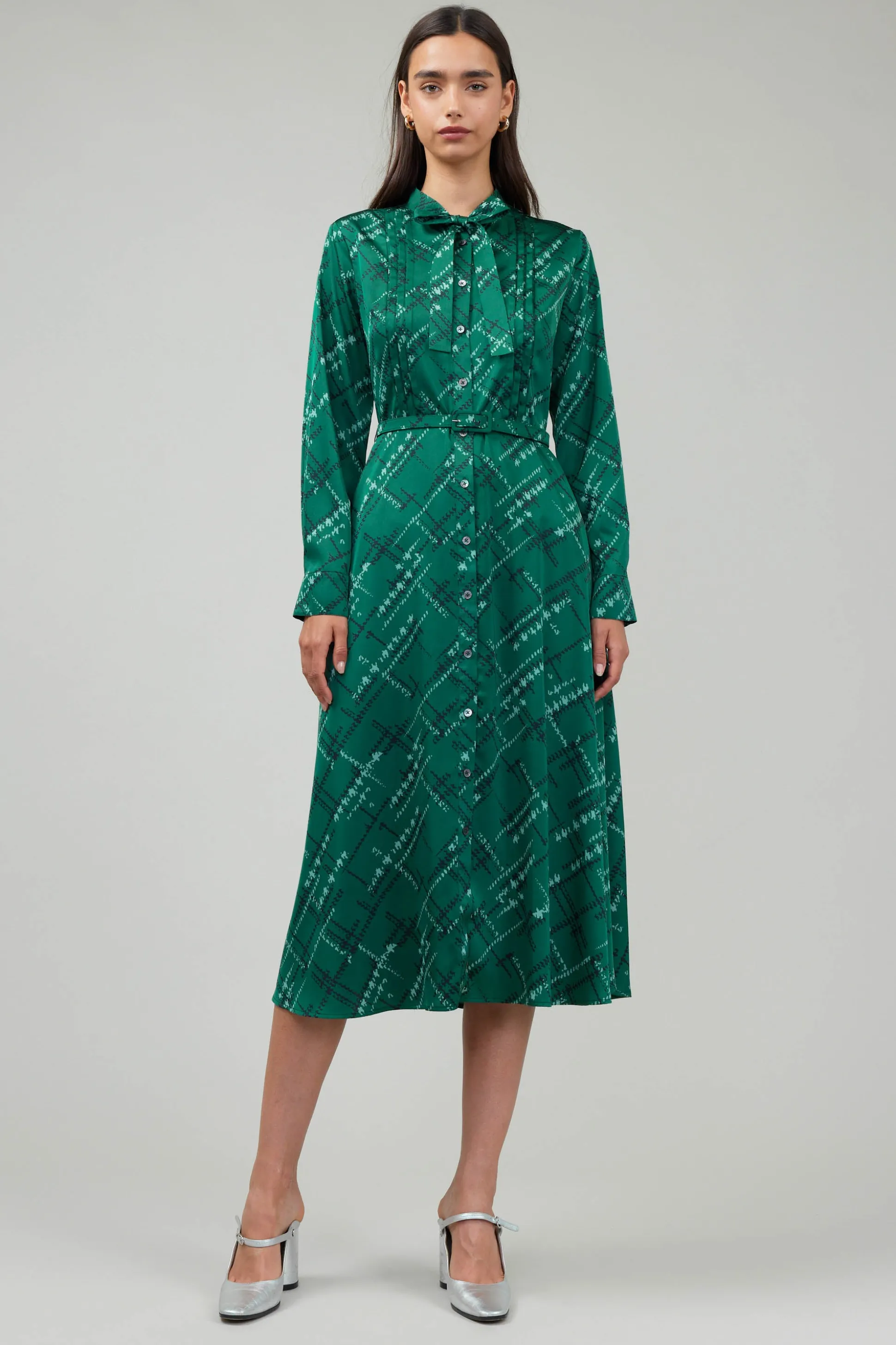 Plaid Pattern Midi Dress<Current Air Outlet