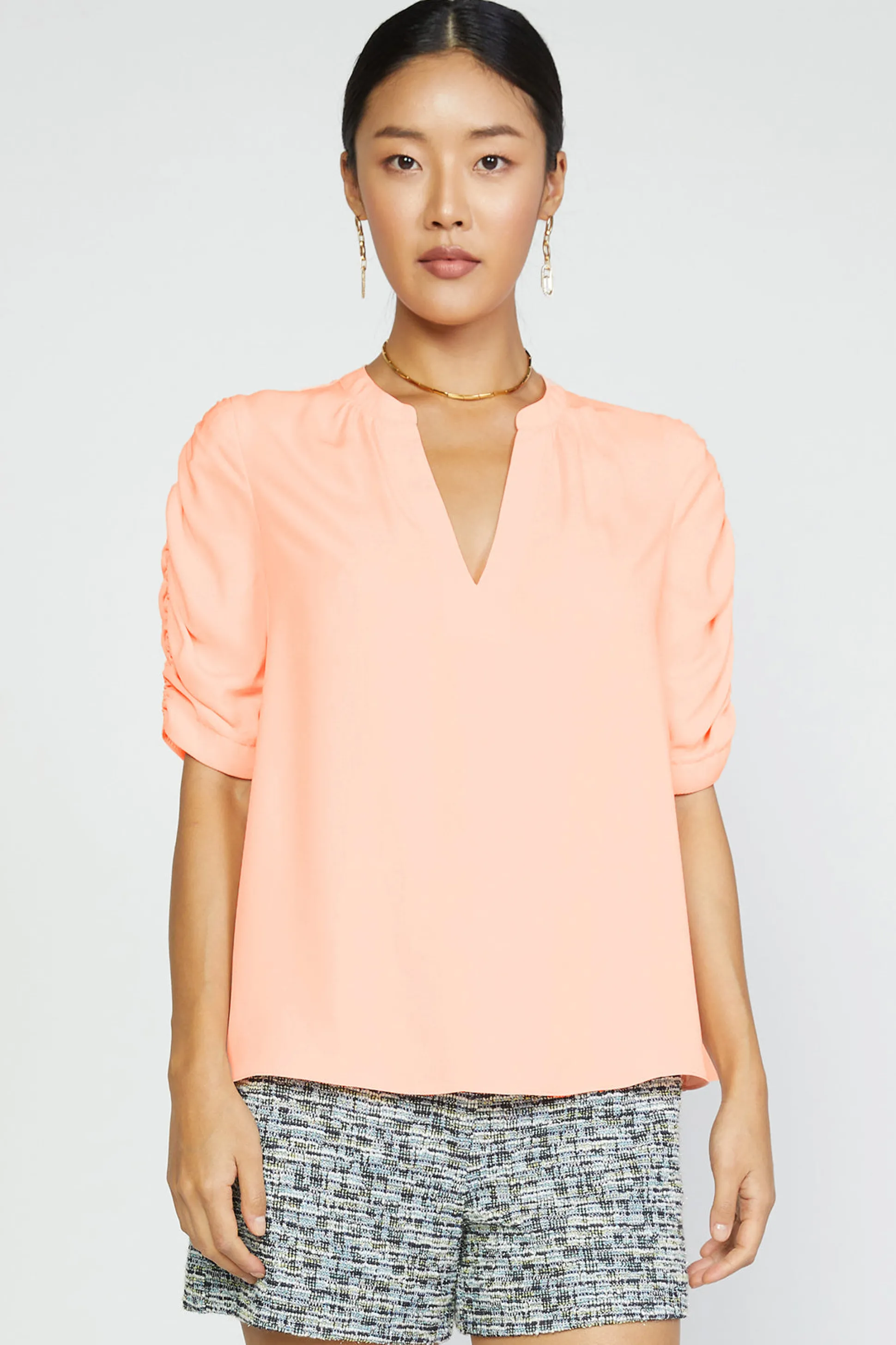 Shirred Sleeve Blouse<Current Air Hot