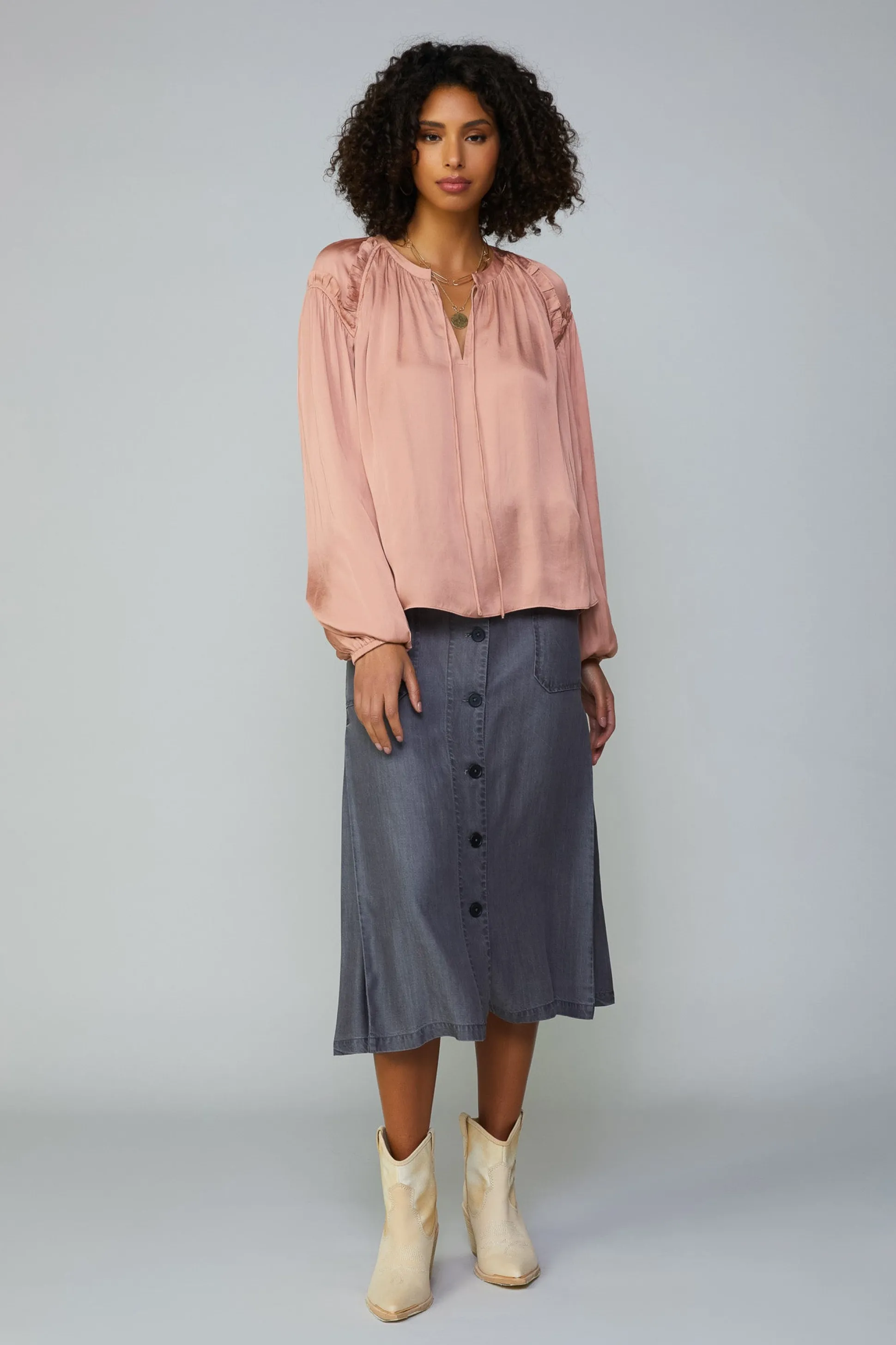 Ruffled Shoulder Blouse<Current Air Discount