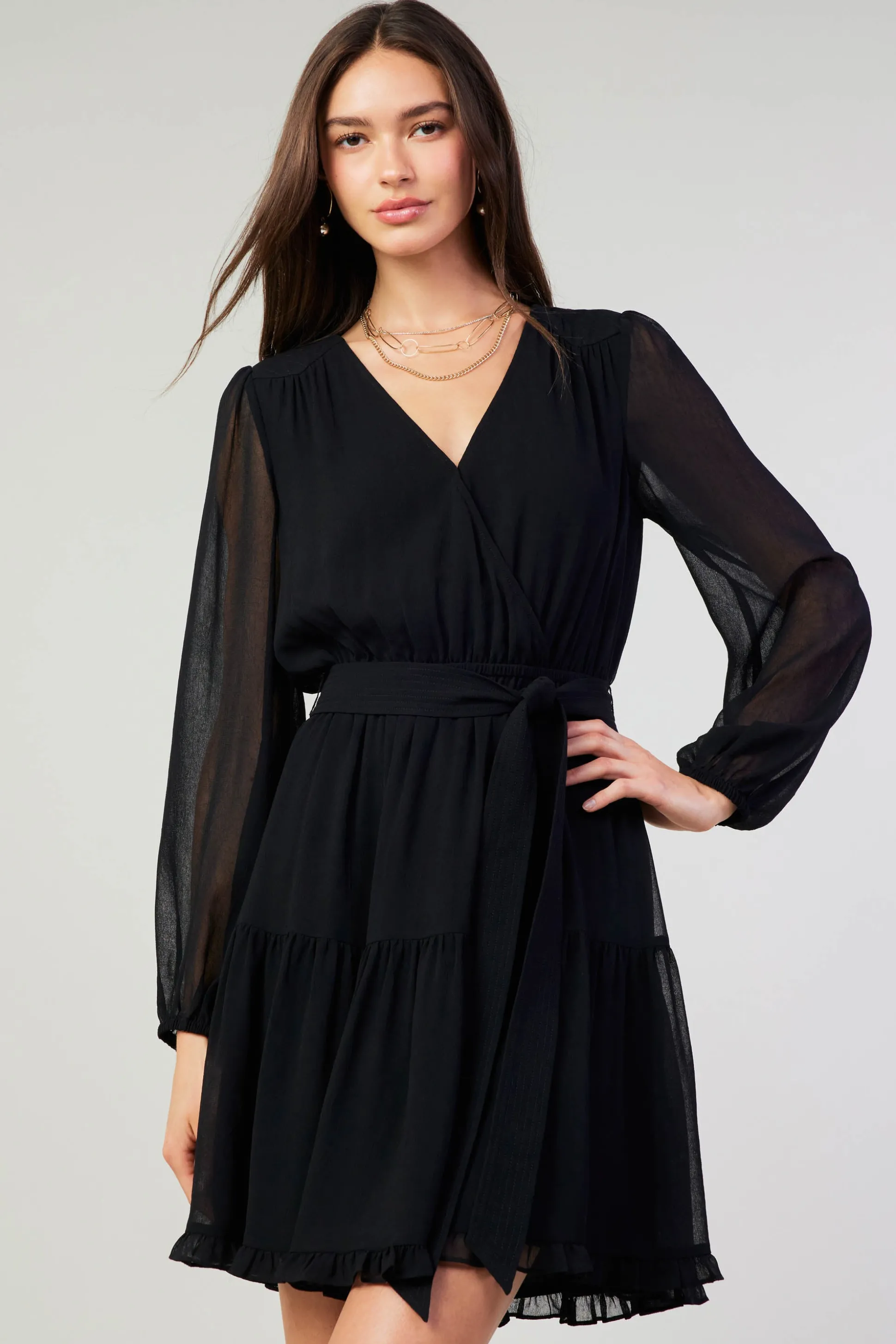 Surplice Mini Dress<Current Air Fashion