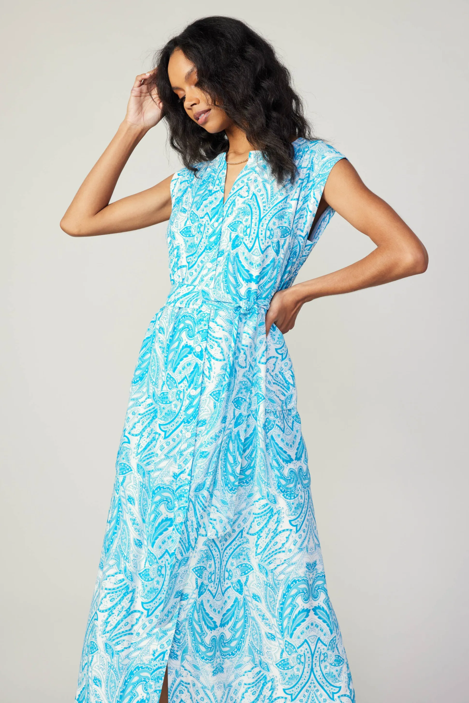 Paisley Printed Sleeveless Dress<Current Air Sale