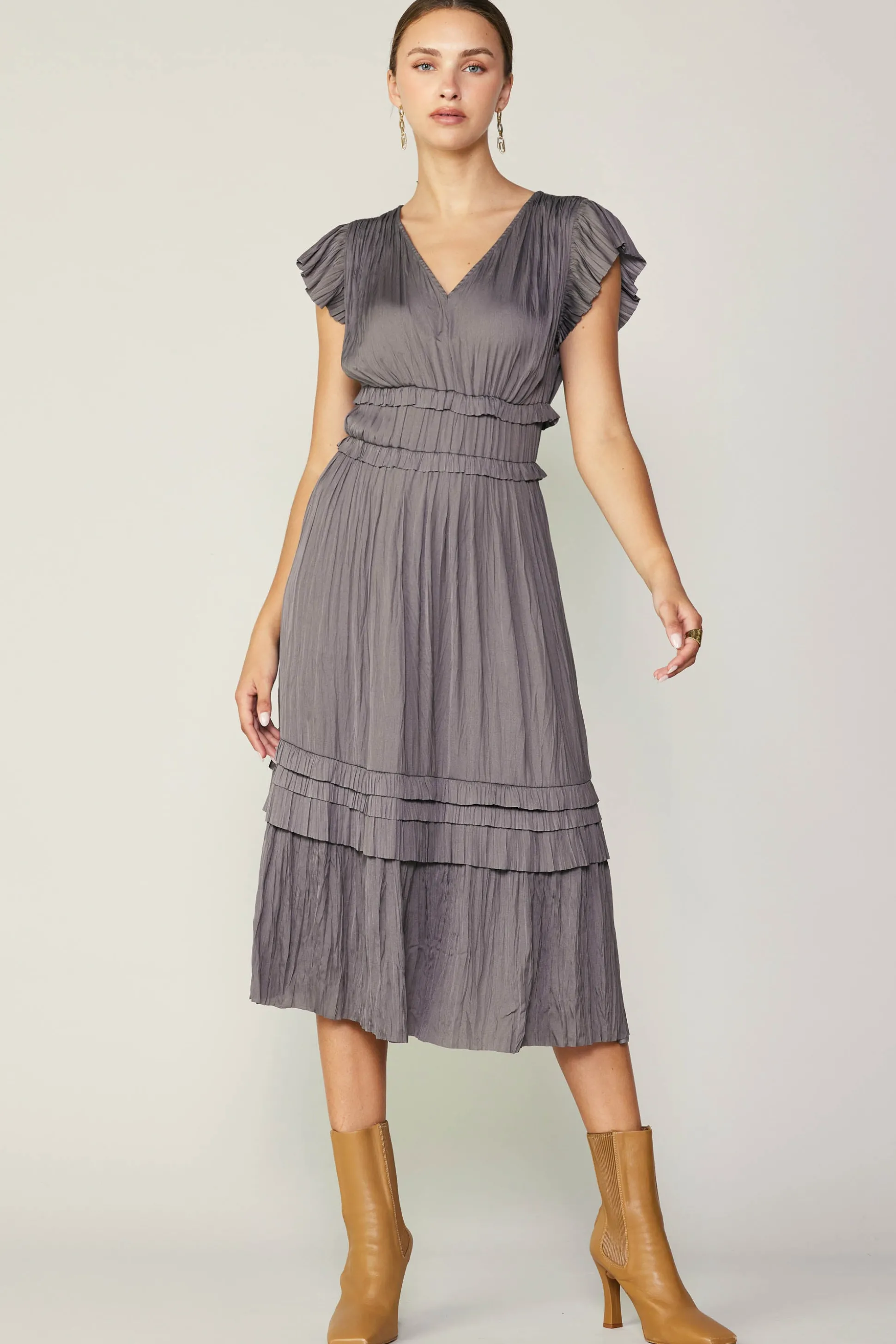 Sereia Pleated Midi Dress<Current Air Discount