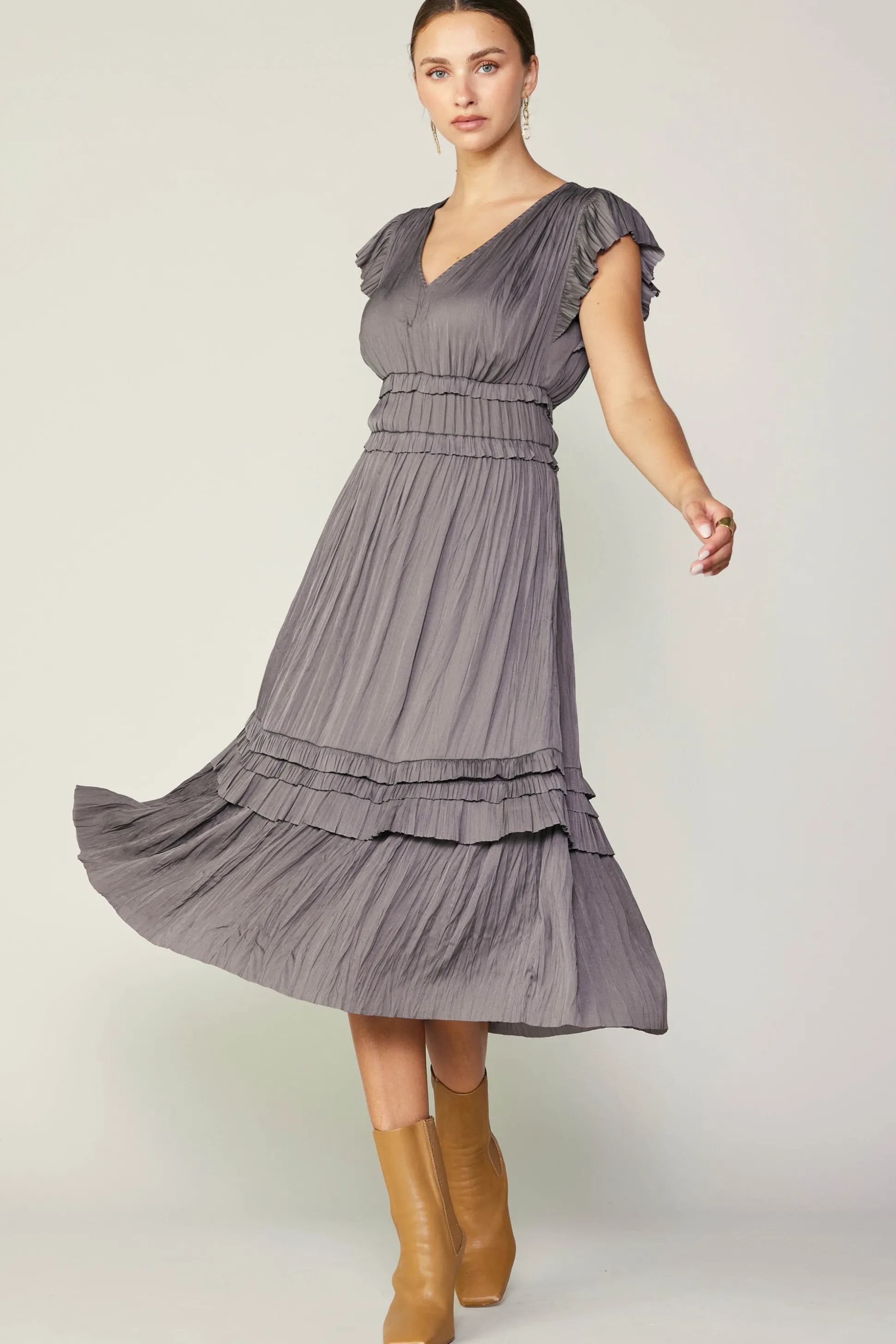 Sereia Pleated Midi Dress<Current Air Discount