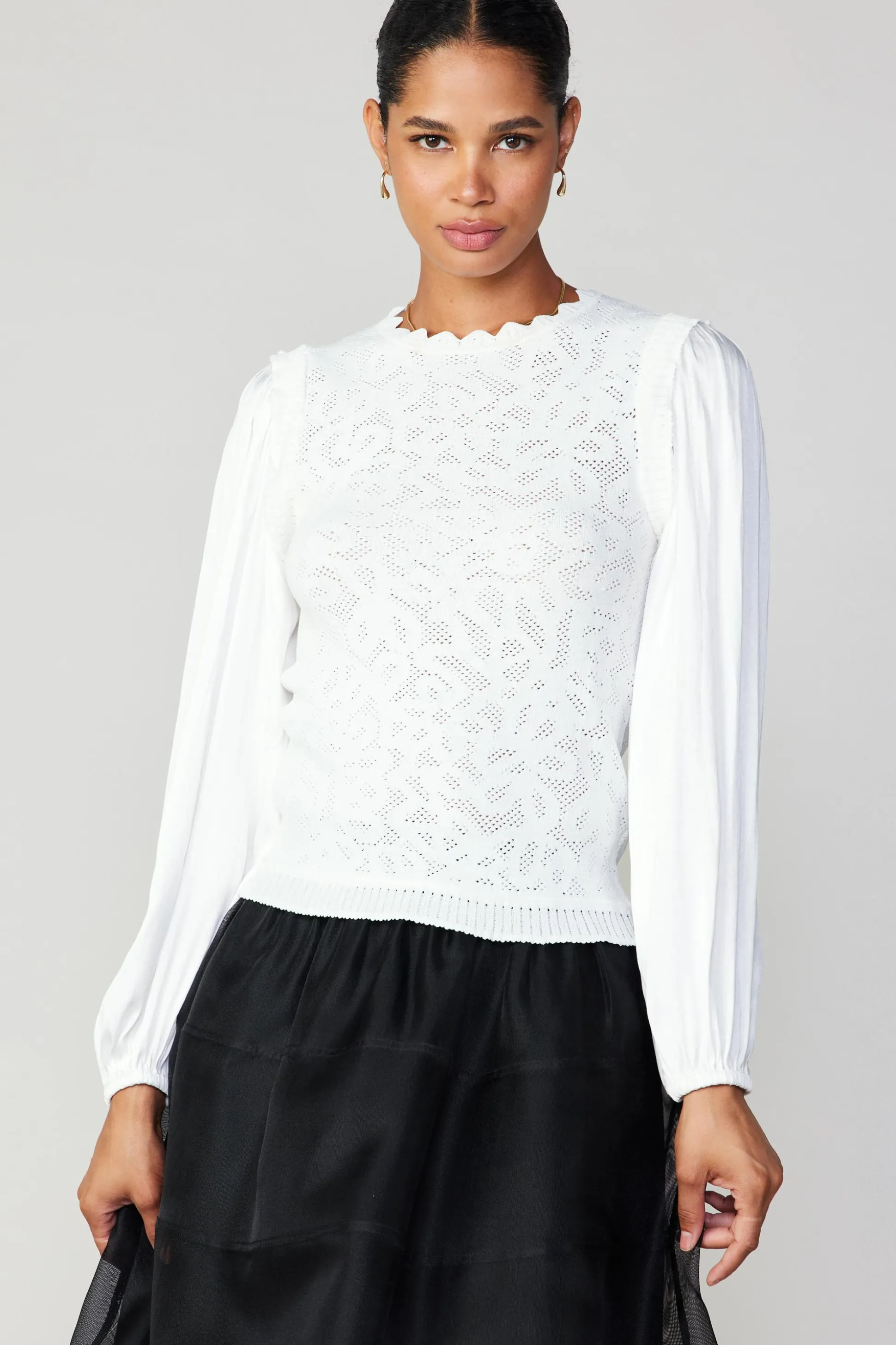 Textural Knit Sweater Top<Current Air Hot