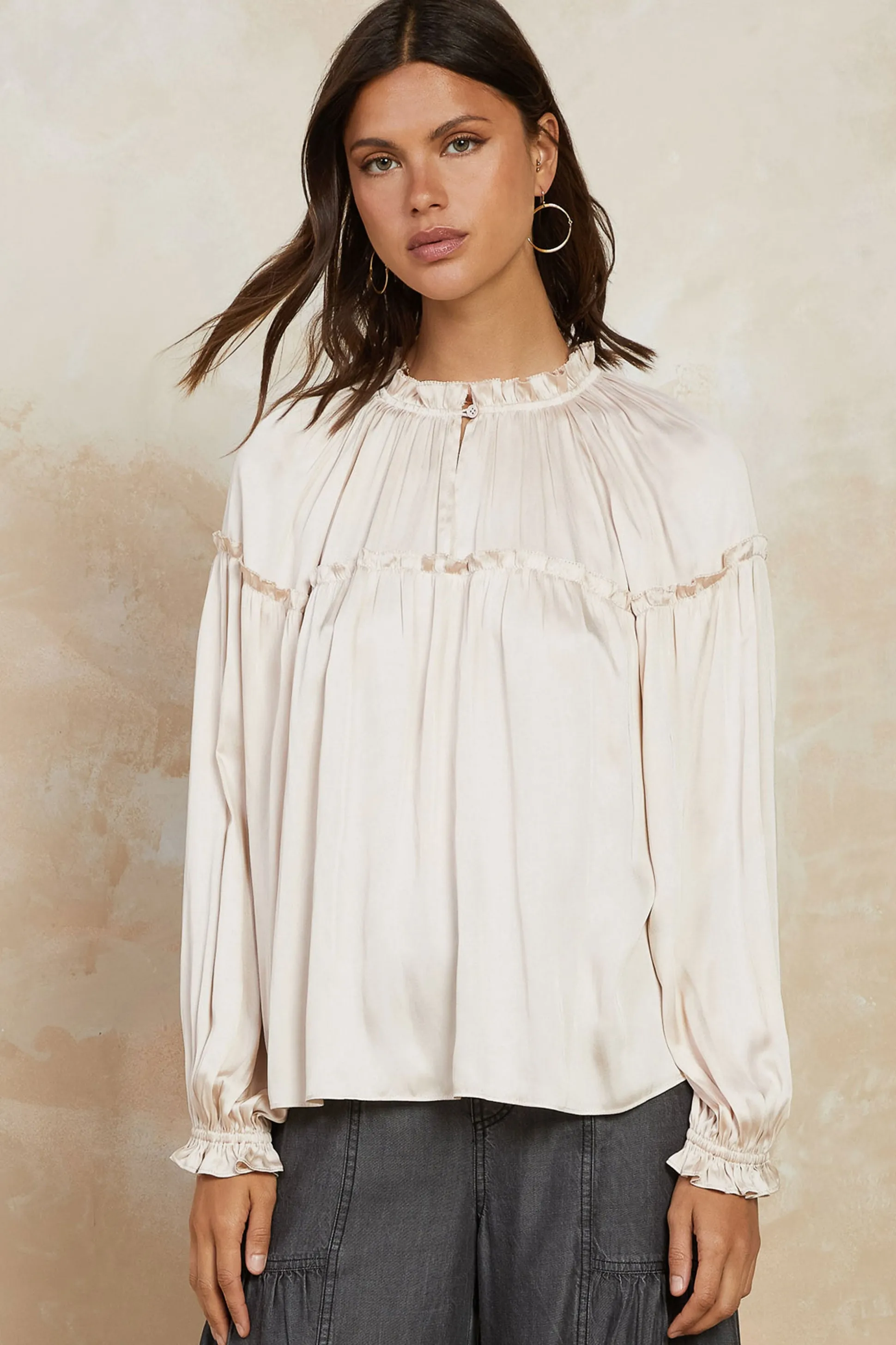 Picot Ruffled Blouse<Current Air Best
