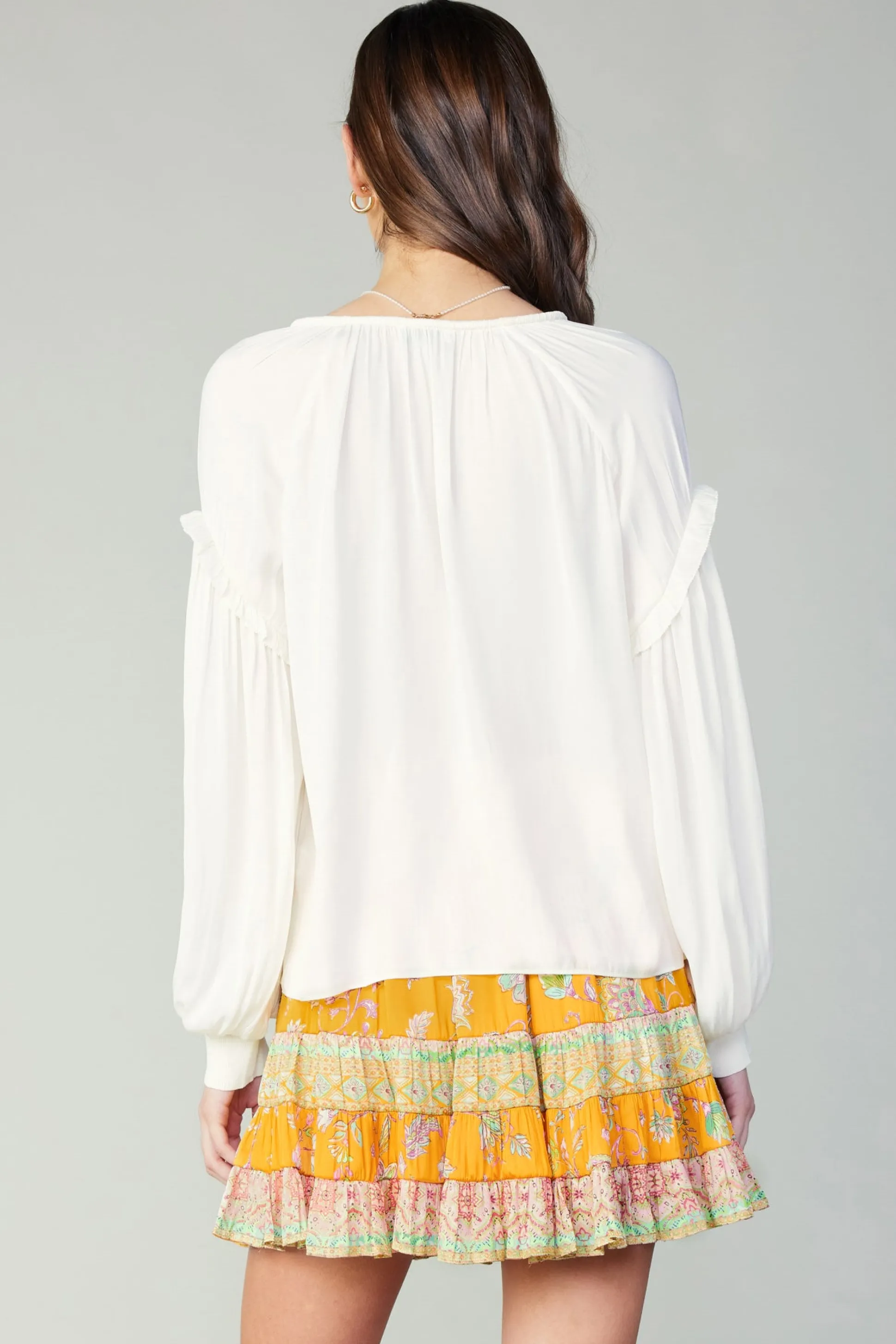 Rope Trim Neckline Blouse<Current Air Fashion