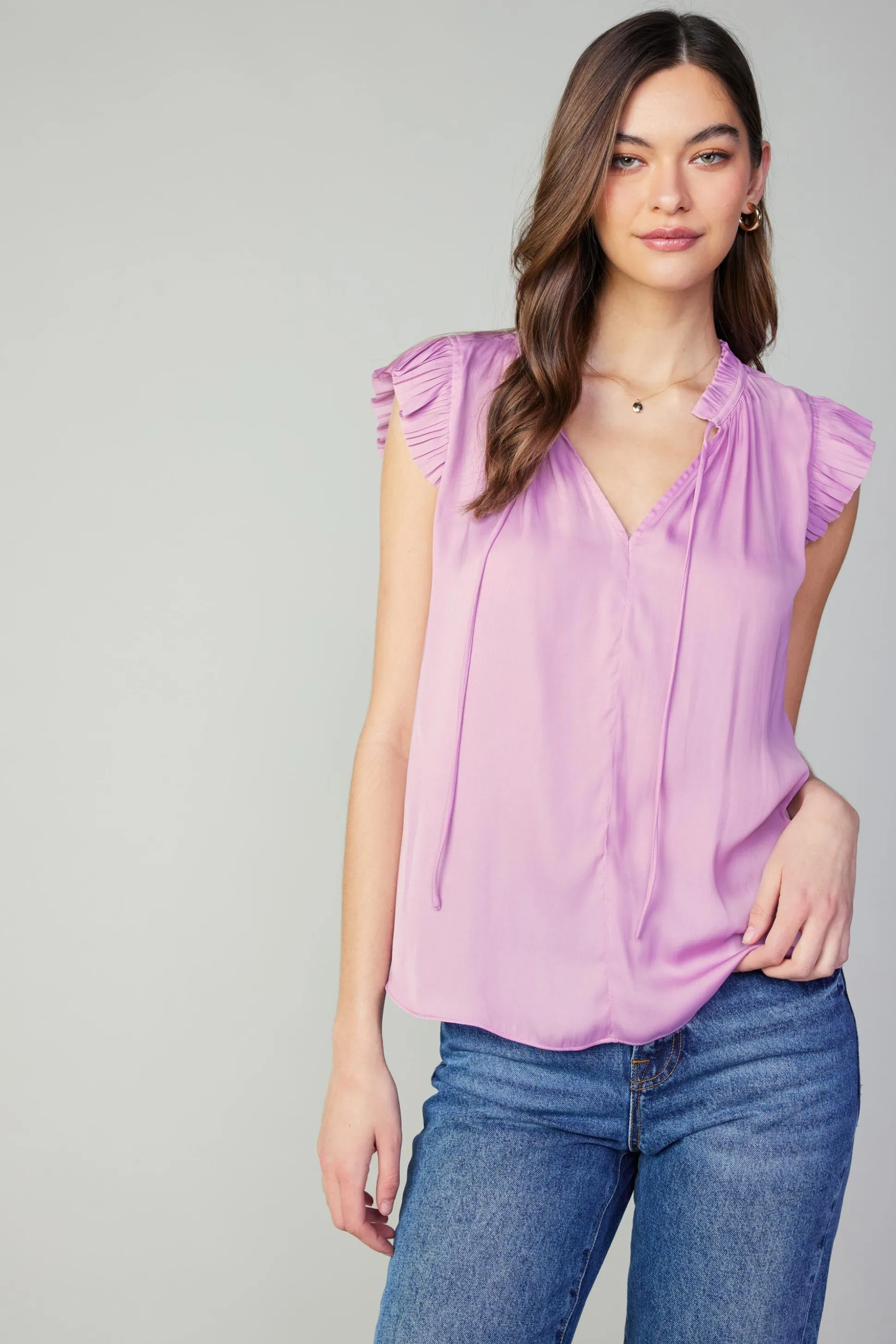 Margot Pleated Sleeve Blouse<Current Air Fashion