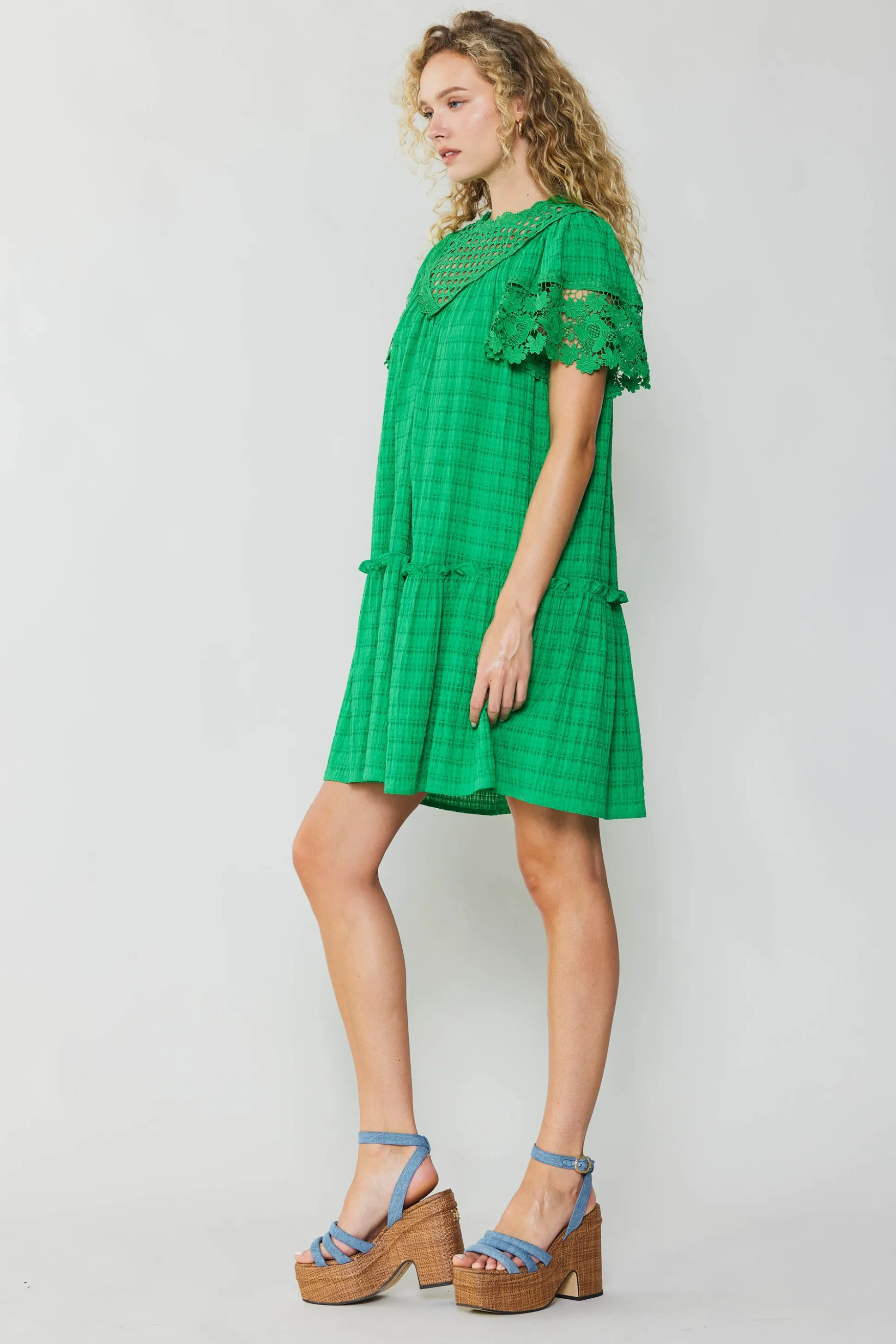 Lace Sleeve Mini Dress<Current Air Best