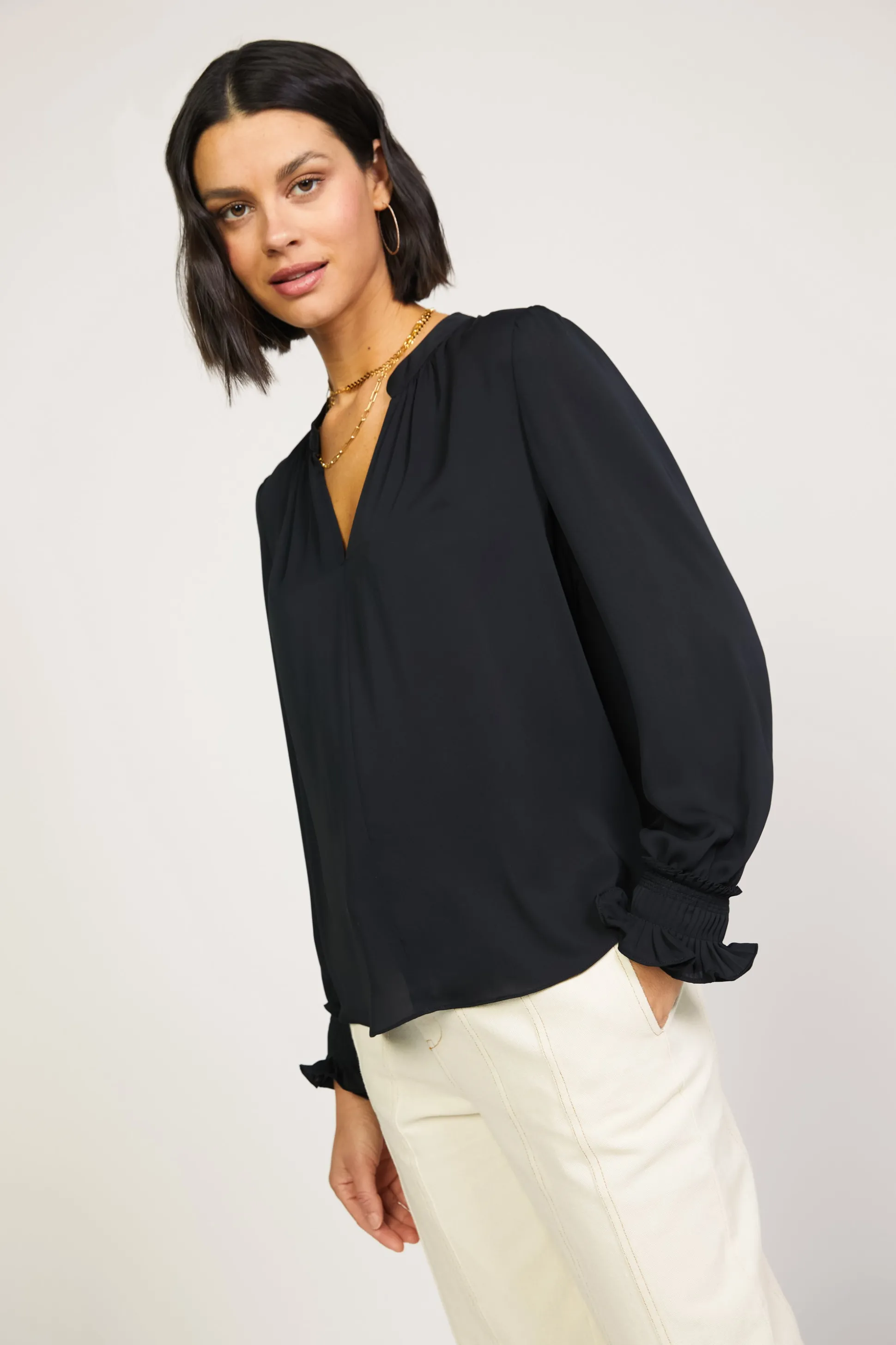 Pleated Cuff Blouse<Current Air Fashion