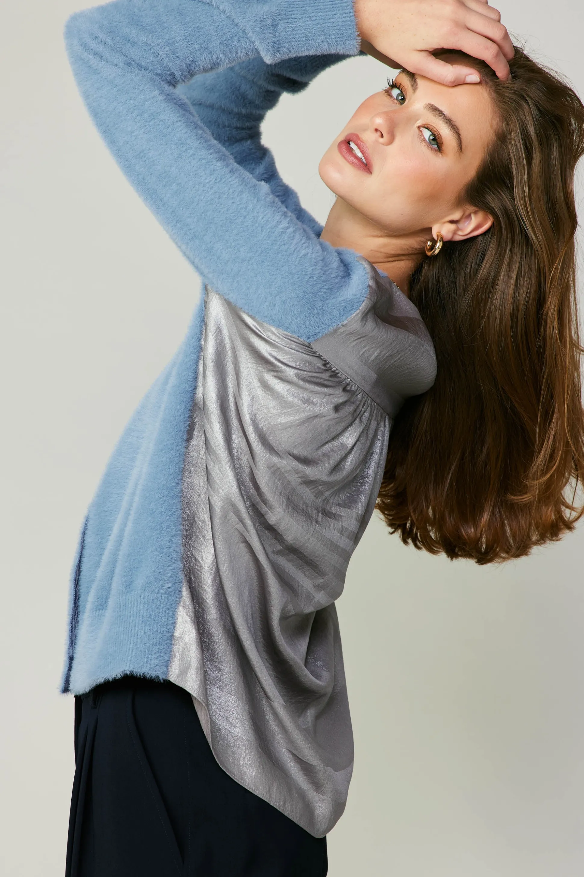 Metallic Contrast Cardigan<Current Air Hot