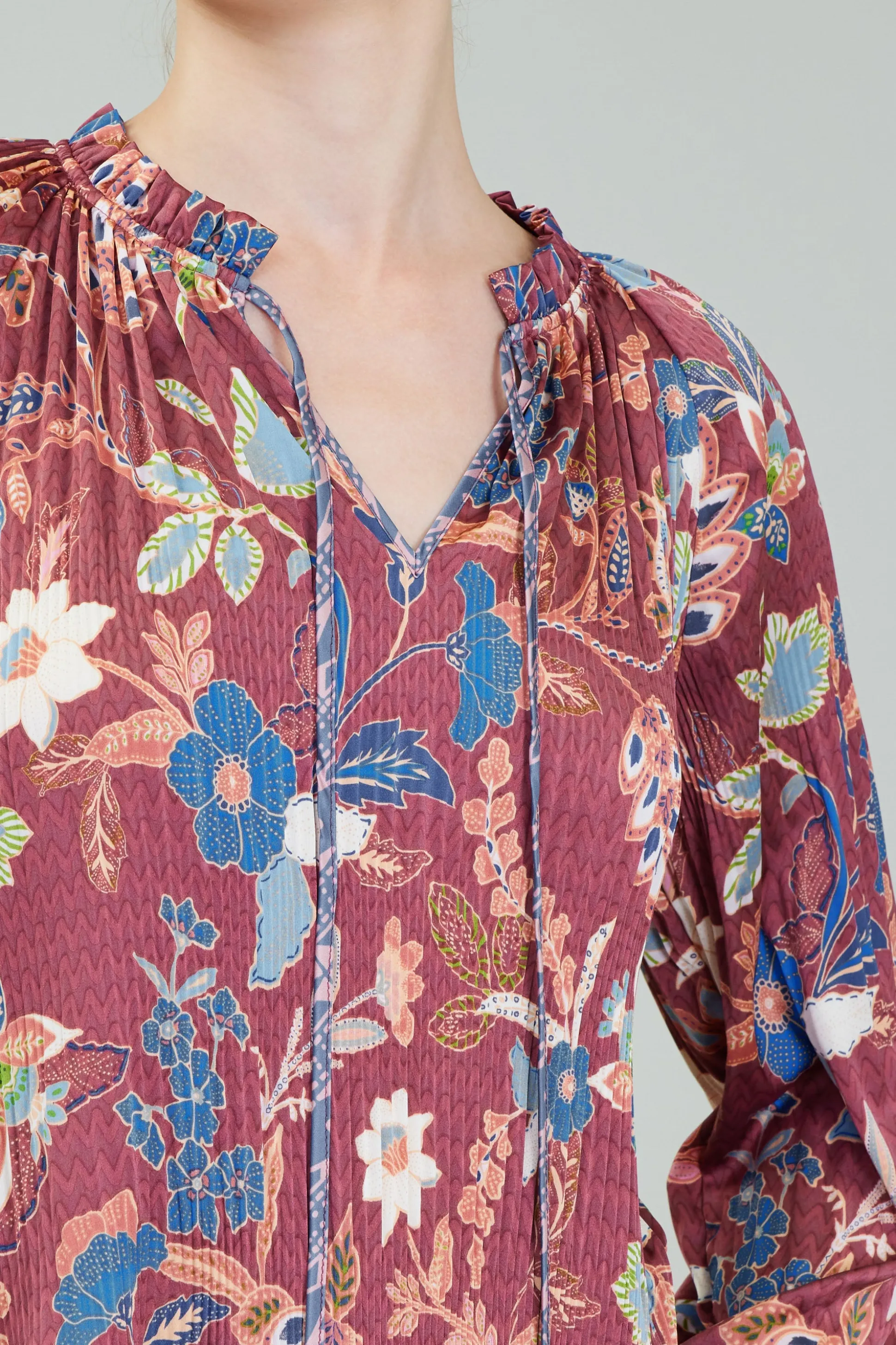Botanical Pleated Blouse<Current Air Online