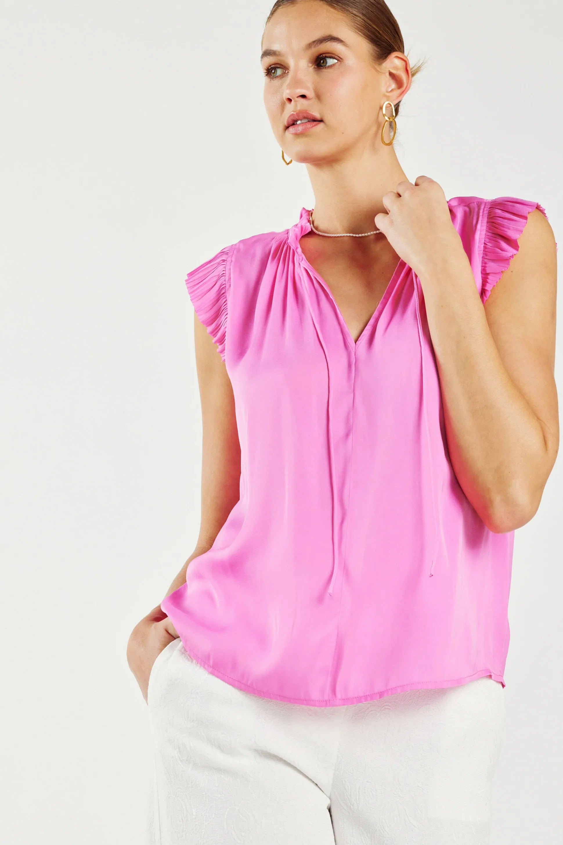 Margot Pleated Sleeve Blouse<Current Air Sale