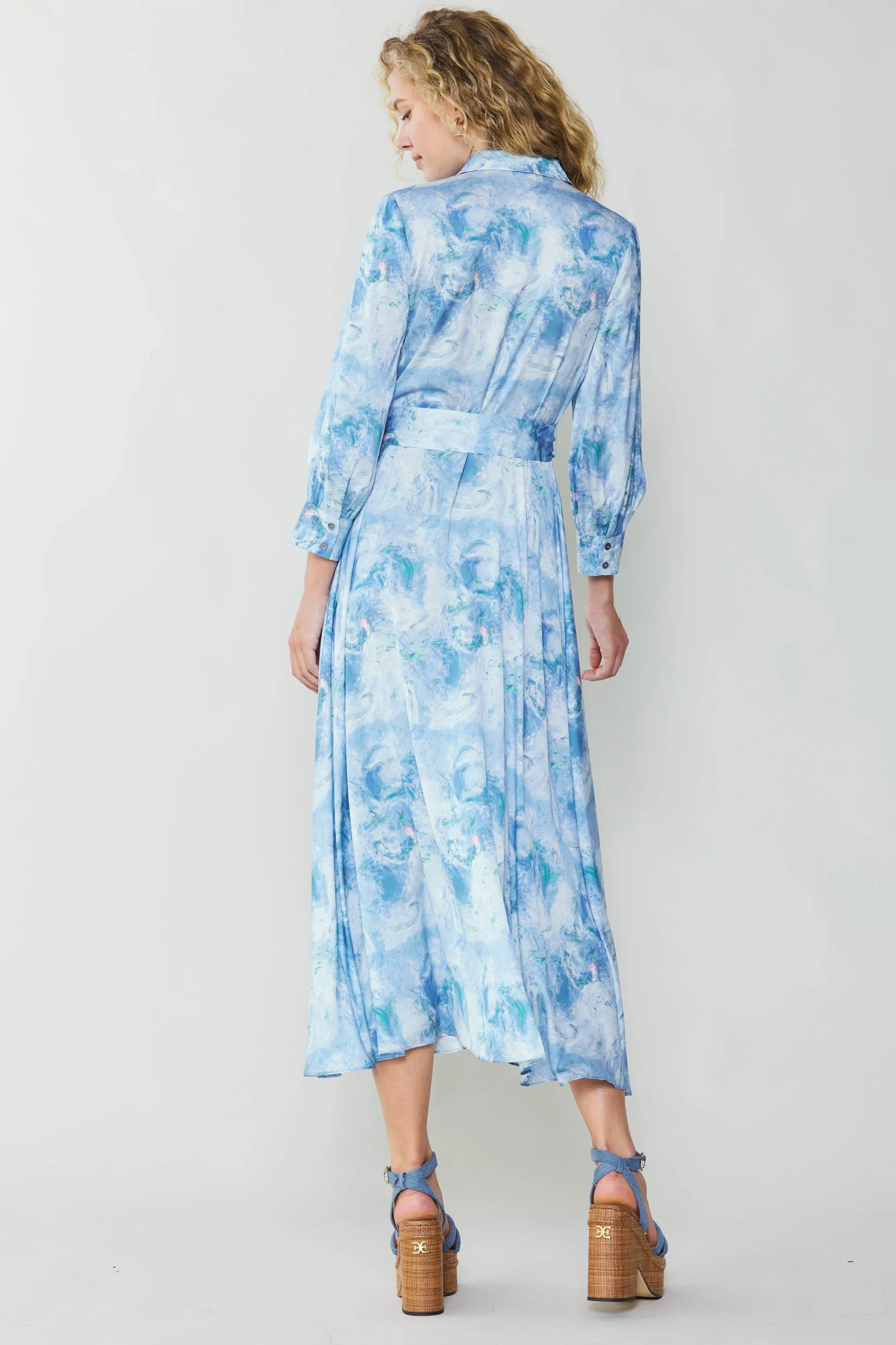 Marbled Motif Buttondown Dress<Current Air New