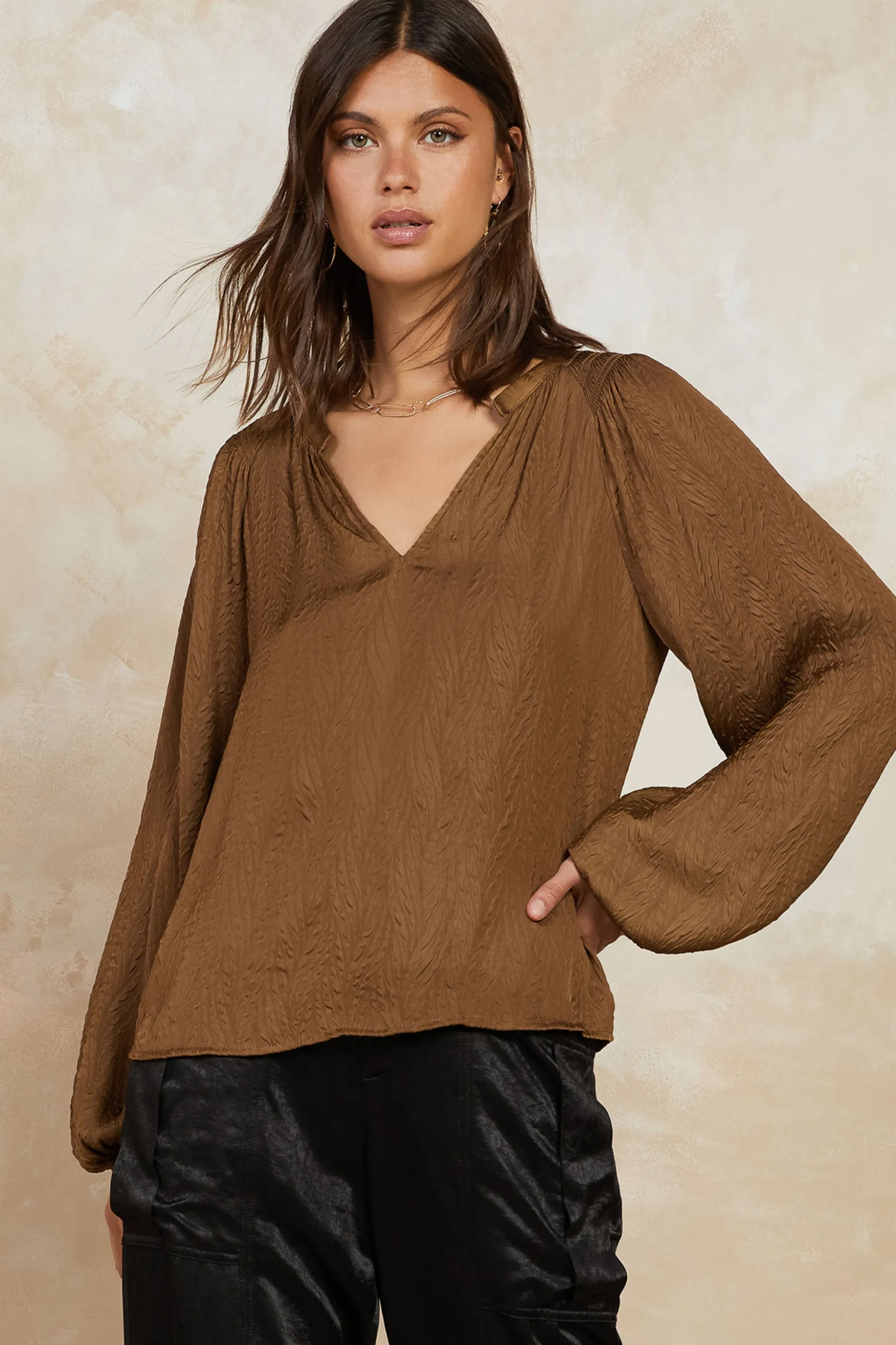Crinkle Texture Blouse<Current Air Outlet