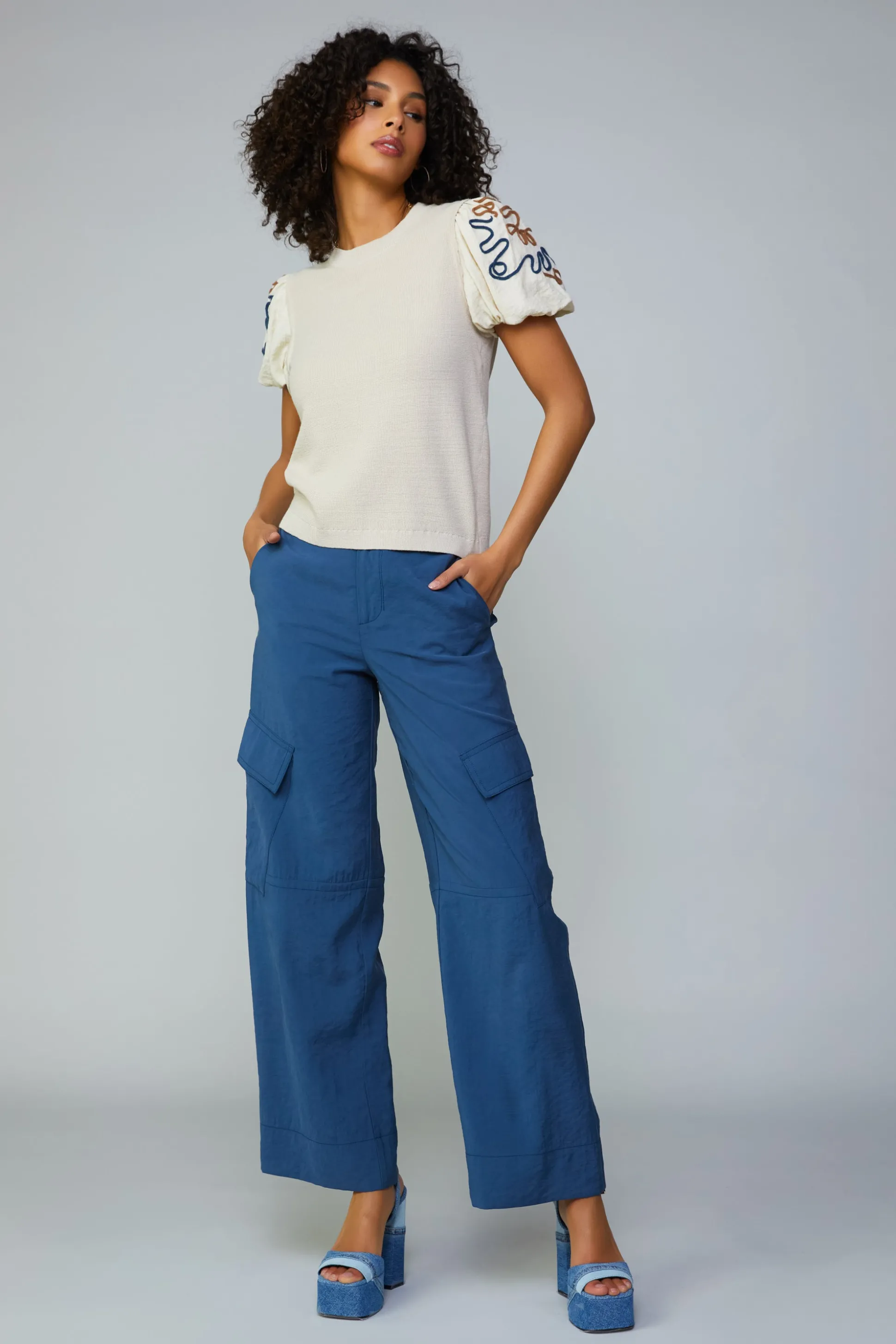 Texture Stitch Sweater Top<Current Air Fashion