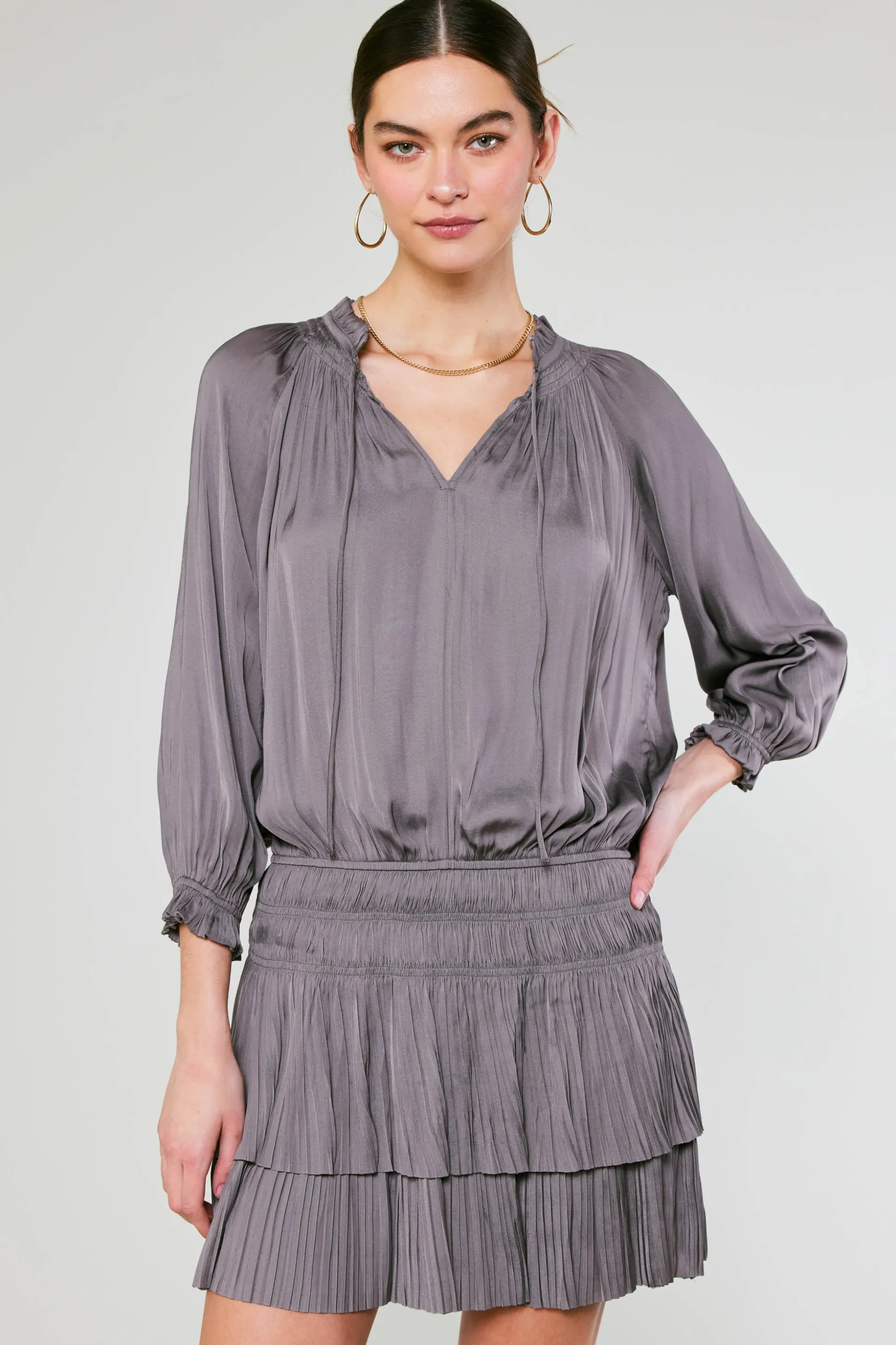 Aurelie Pleated Mini Dress<Current Air Fashion