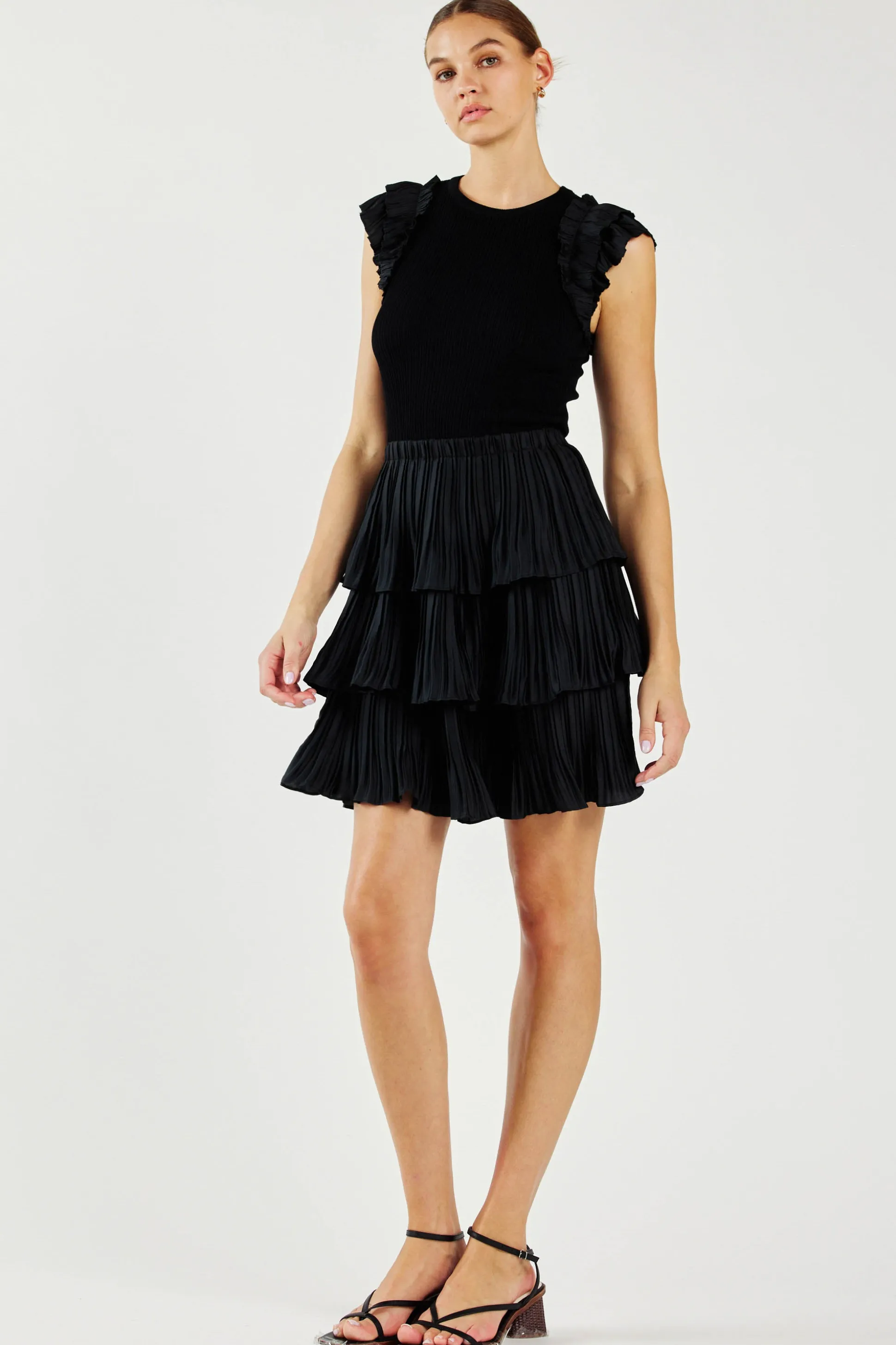 Pleated Skirt Sweater Dress<Current Air Online