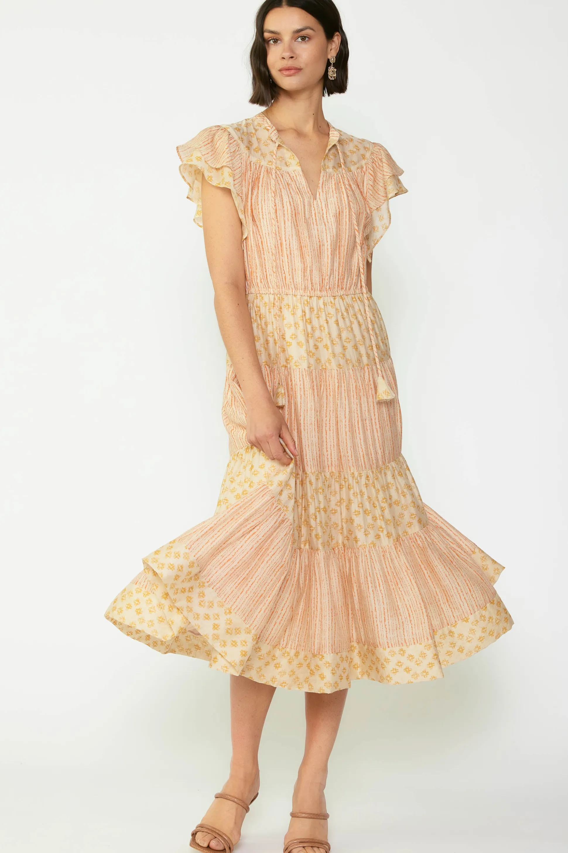 Everleigh Flutter Sleeve Midi Dress<Current Air Best